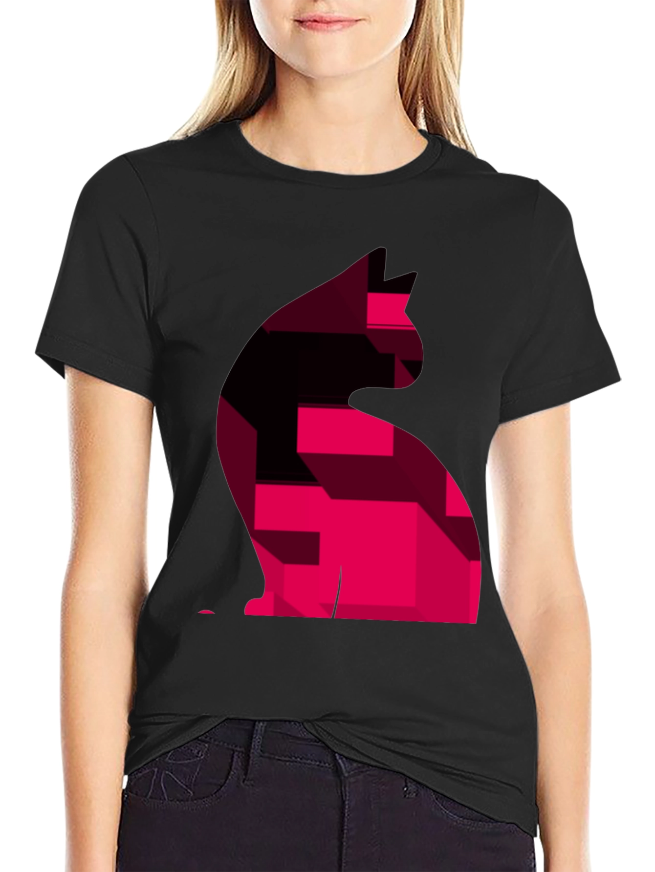 Abstract Cat Graphic Mens T-Shirt