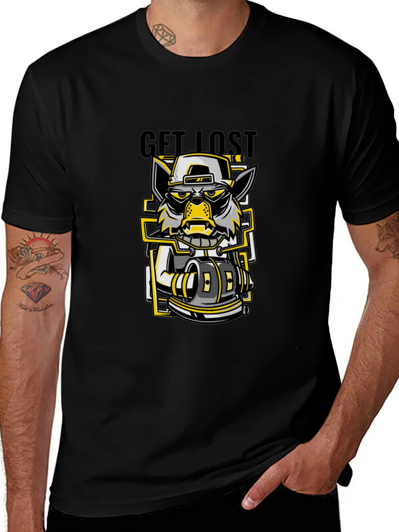 Get Lost Graphic Print Black T-Shirt
