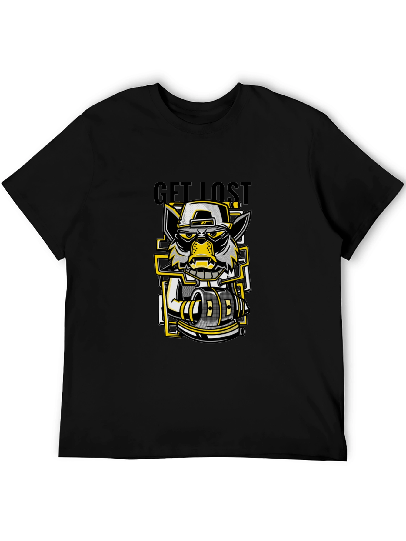 Get Lost Graphic Print Black T-Shirt