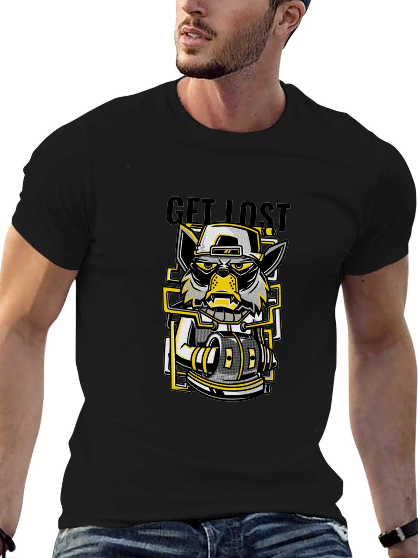 Get Lost Graphic Print Black T-Shirt