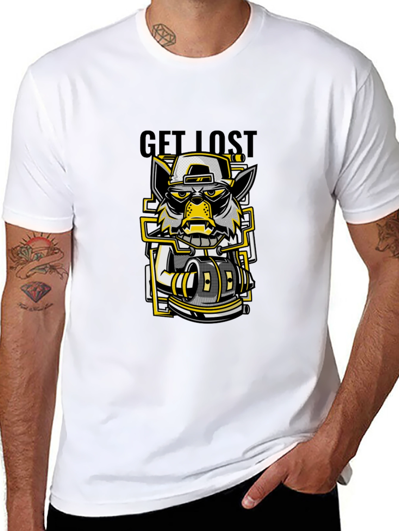Get Lost Graphic Print Black T-Shirt