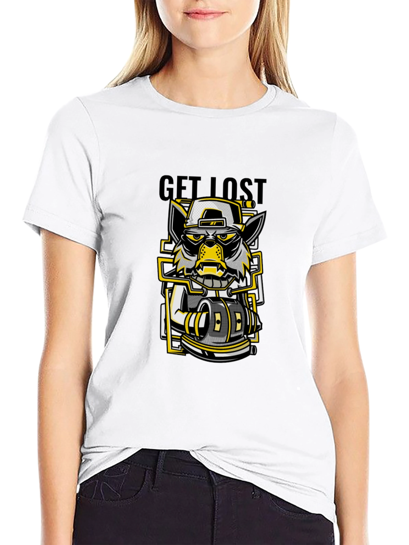 Get Lost Graphic Print Black T-Shirt