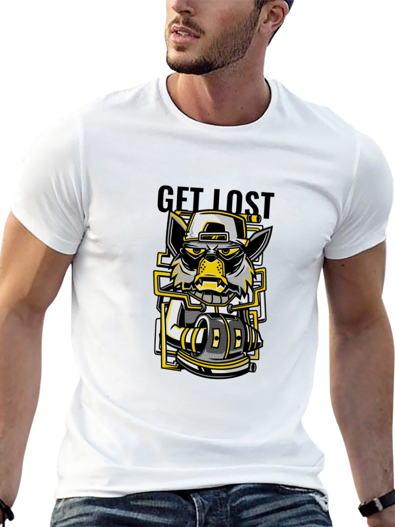 Get Lost Graphic Print Black T-Shirt