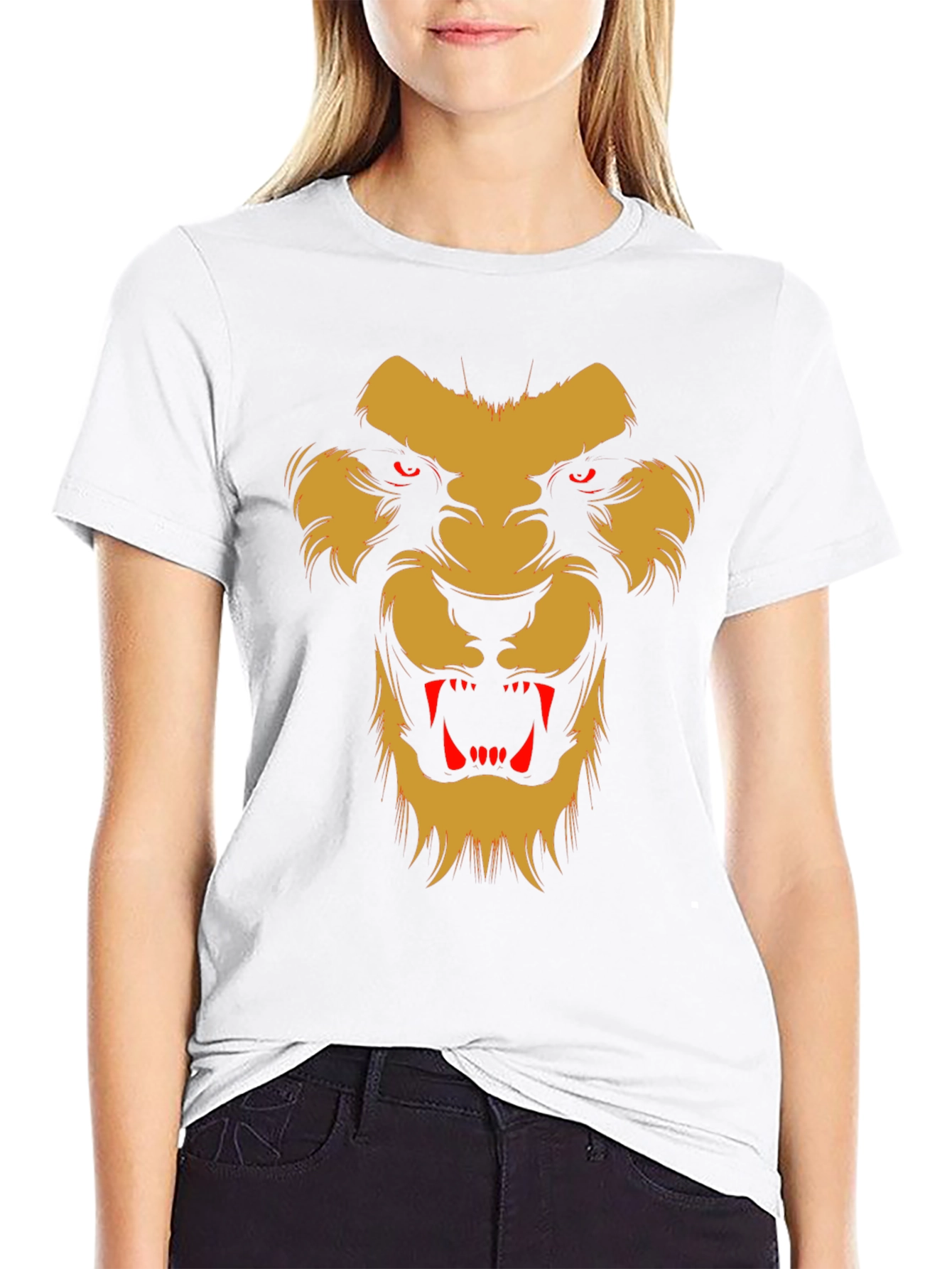 Fearsome Lion Graphic Black T-Shirt