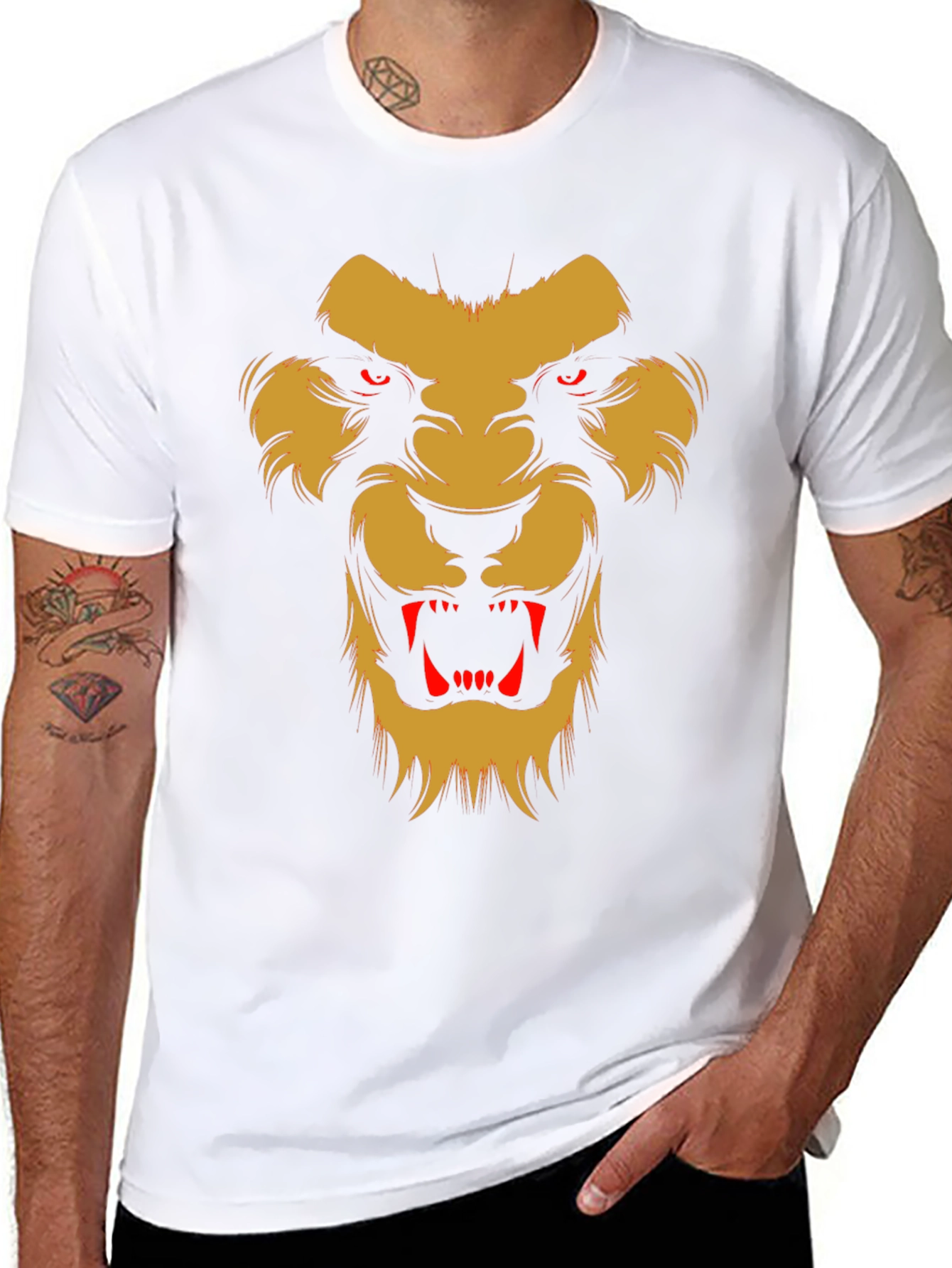 Fearsome Lion Graphic Black T-Shirt