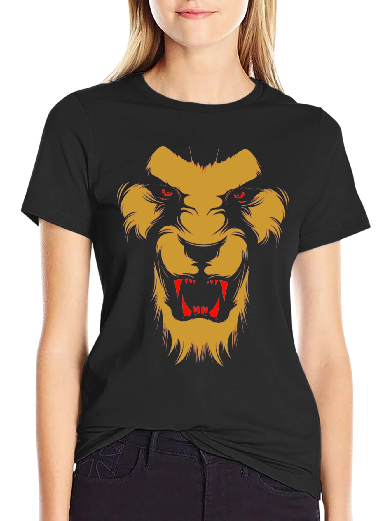 Fearsome Lion Graphic Black T-Shirt