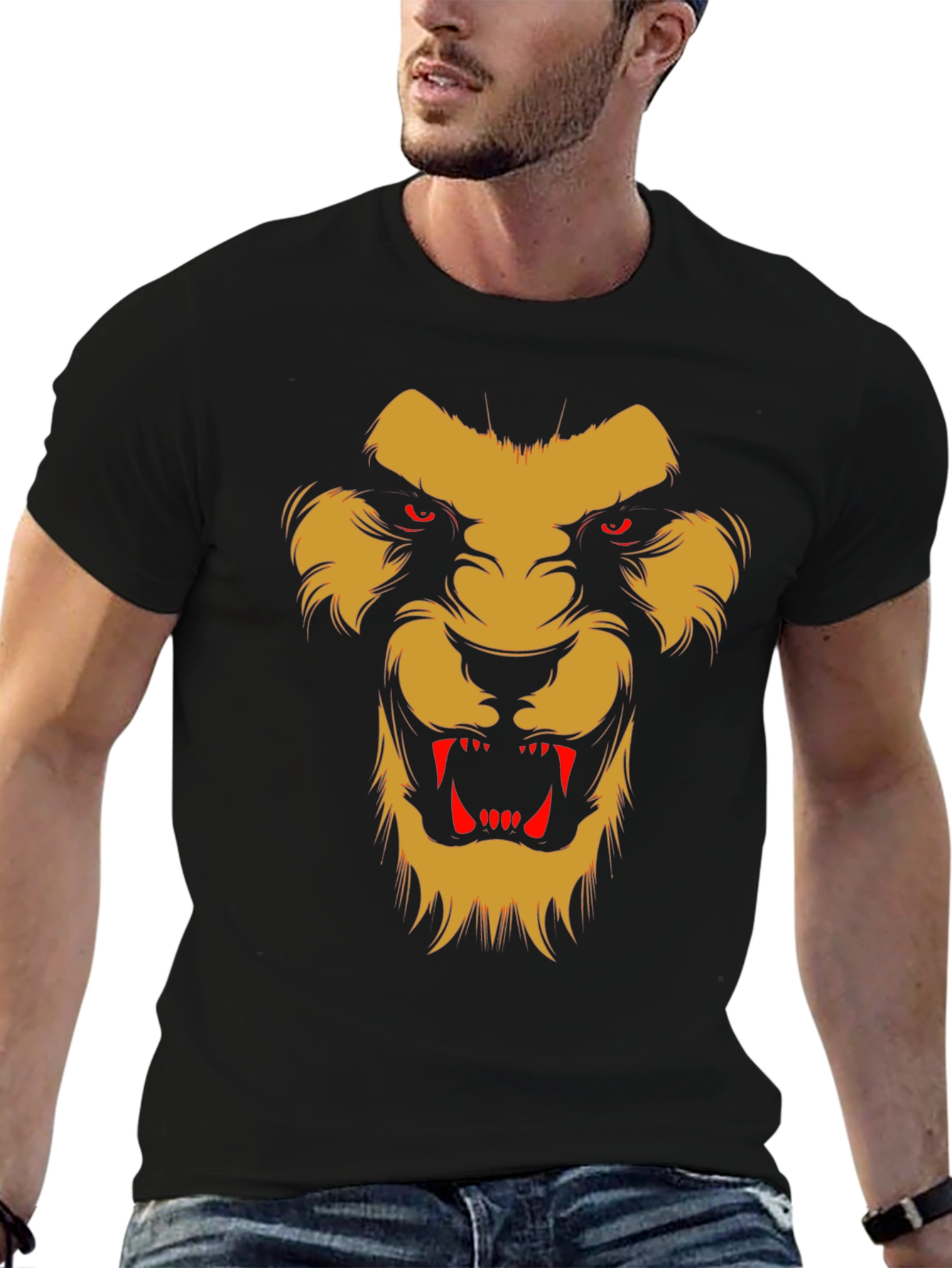 Fearsome Lion Graphic Black T-Shirt