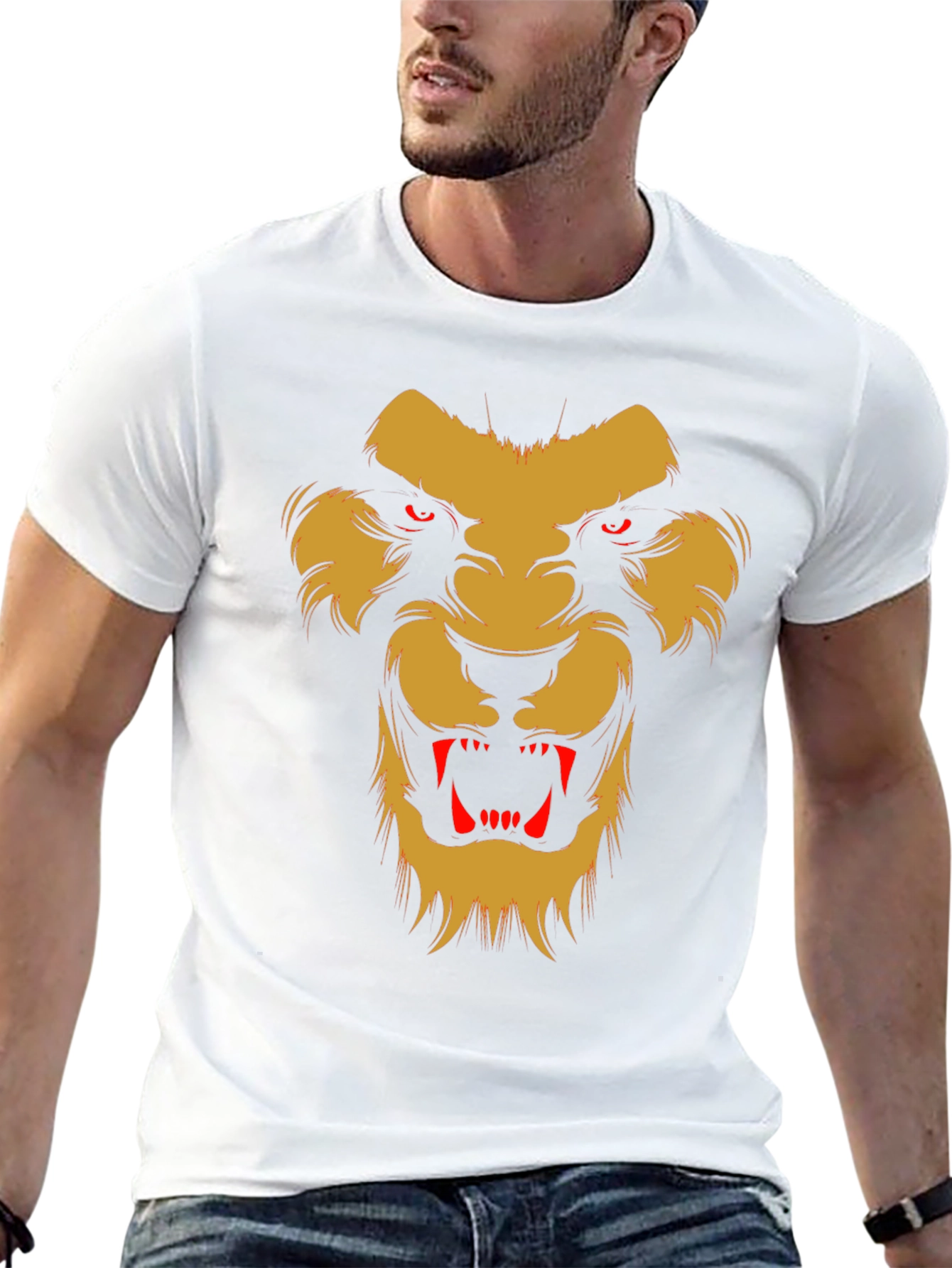 Fearsome Lion Graphic Black T-Shirt