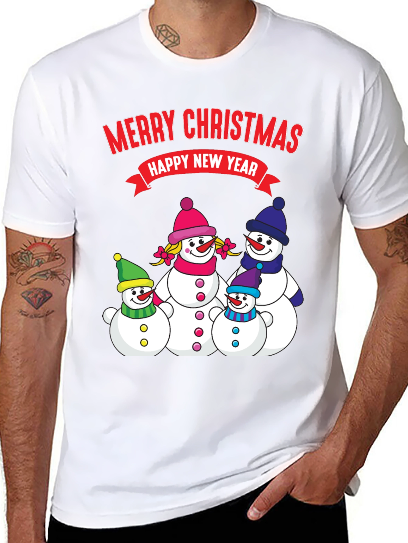 Merry Christmas Snowman Family Holiday T-Shirt