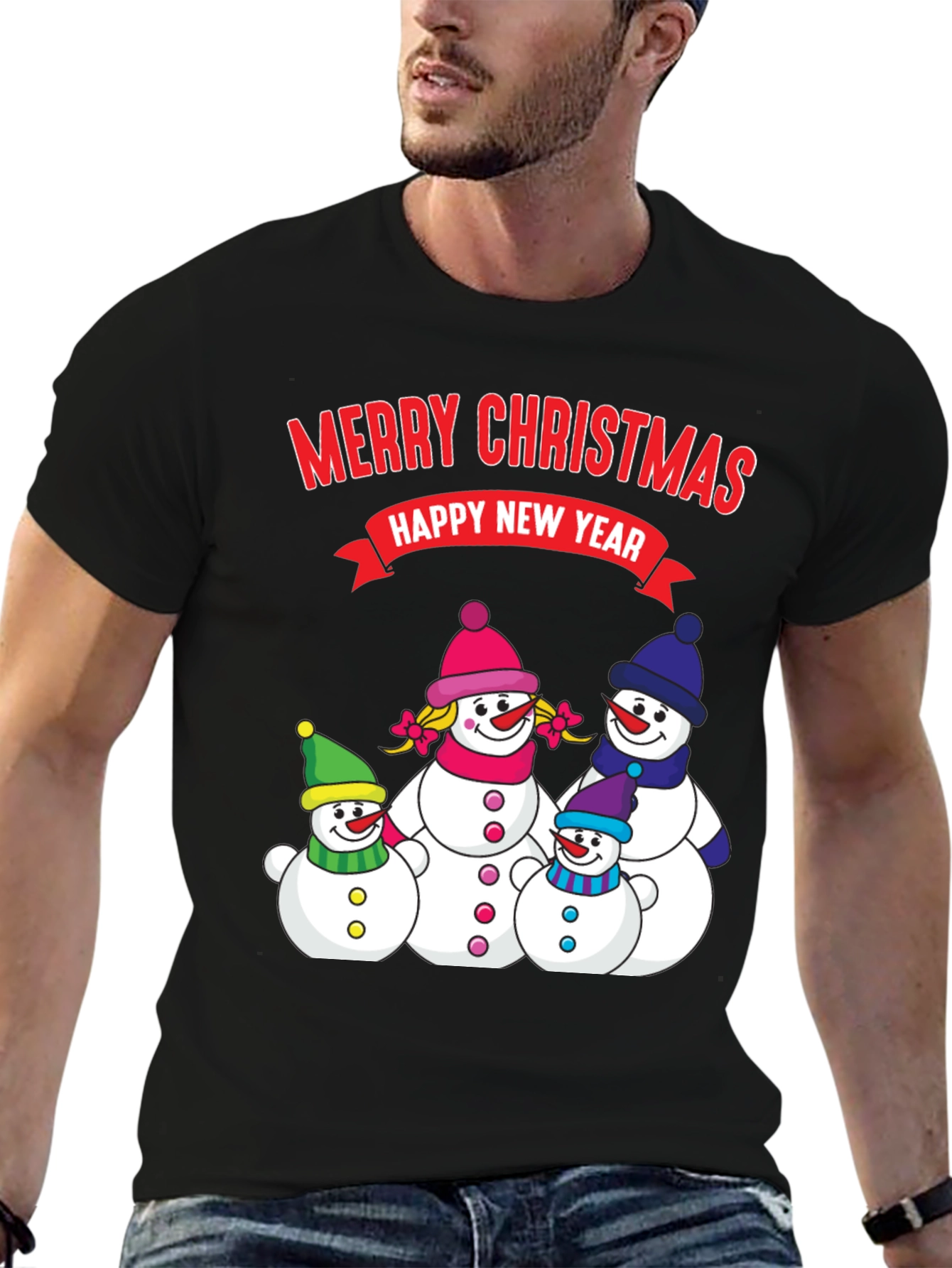 Merry Christmas Snowman Family Holiday T-Shirt