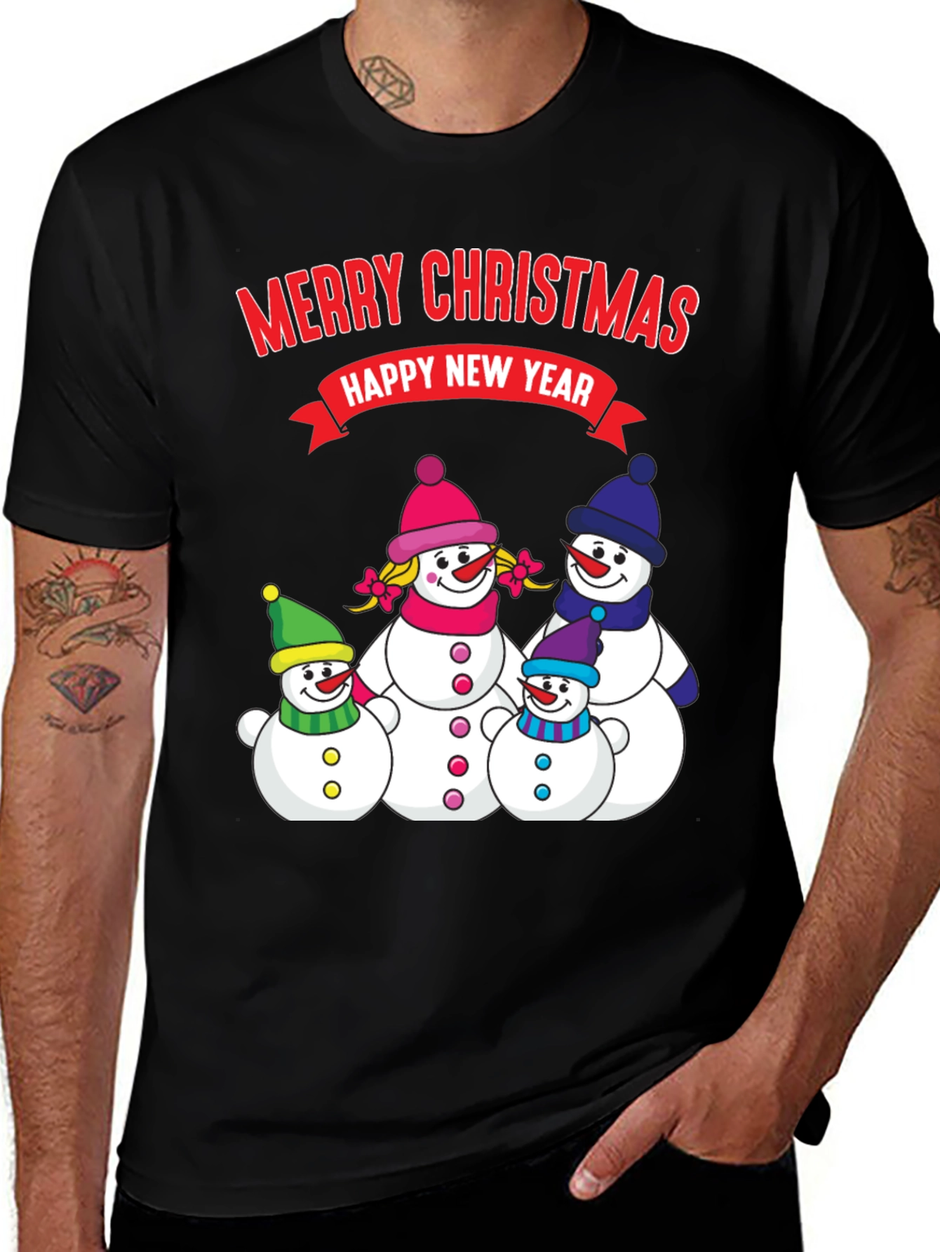 Merry Christmas Snowman Family Holiday T-Shirt