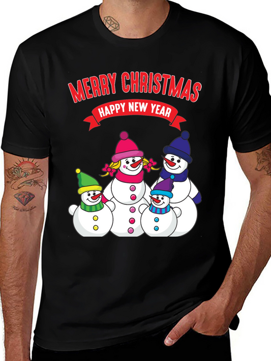 Merry Christmas Snowman Family Holiday T-Shirt