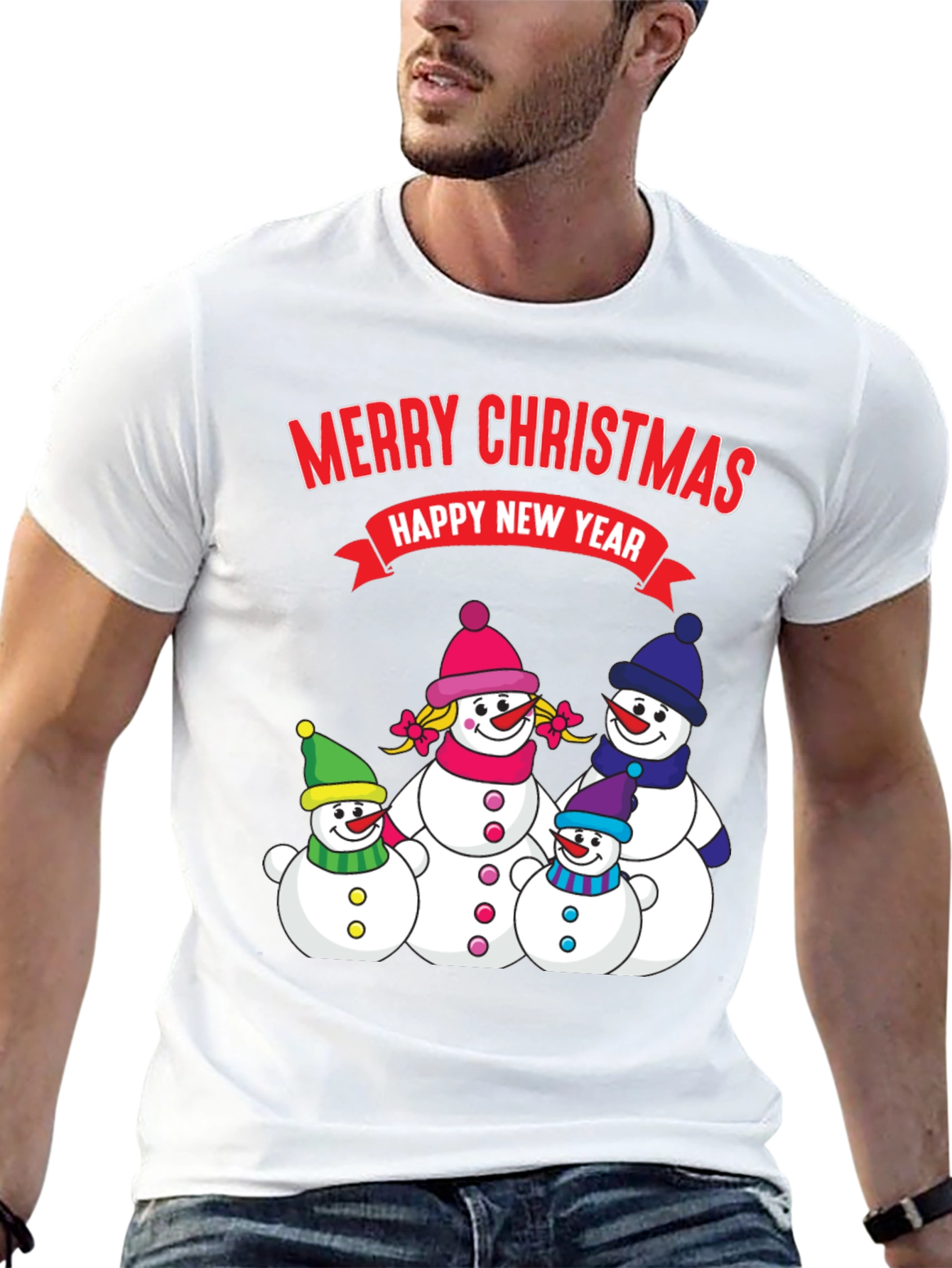 Merry Christmas Snowman Family Holiday T-Shirt