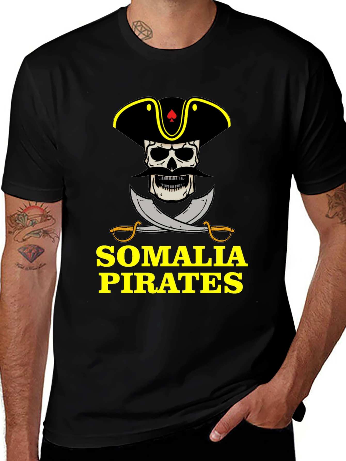 Somalia Pirates T-Shirt - Skull & Swords Design