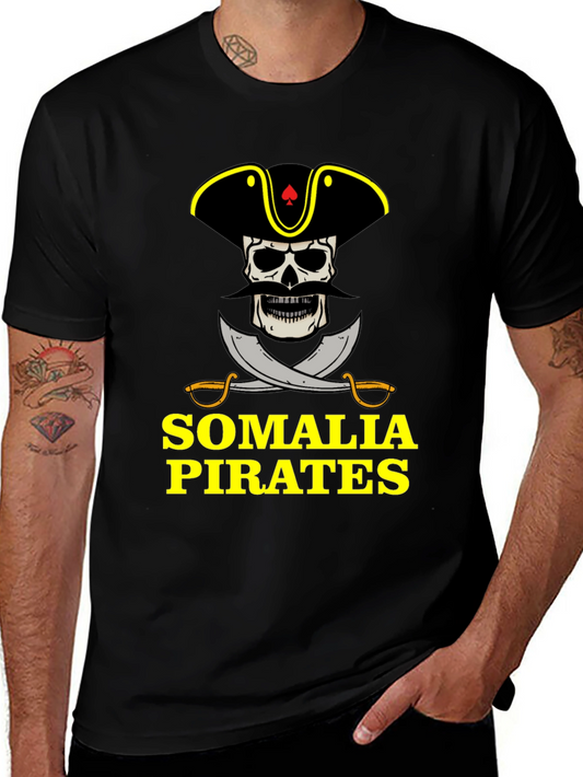 Somalia Pirates T-Shirt - Skull & Swords Design