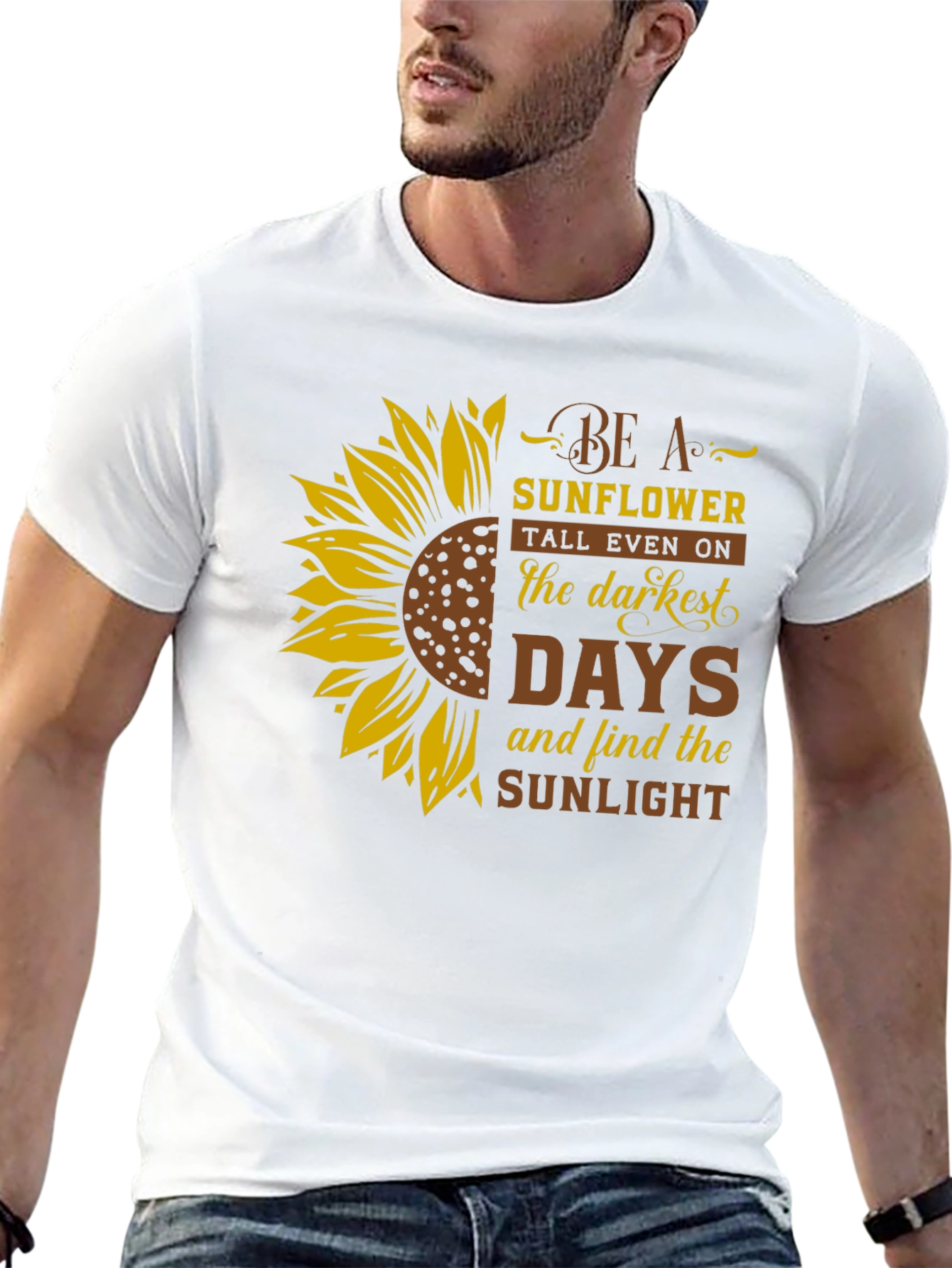 Be A Sunflower Graphic Print Black T-Shirt