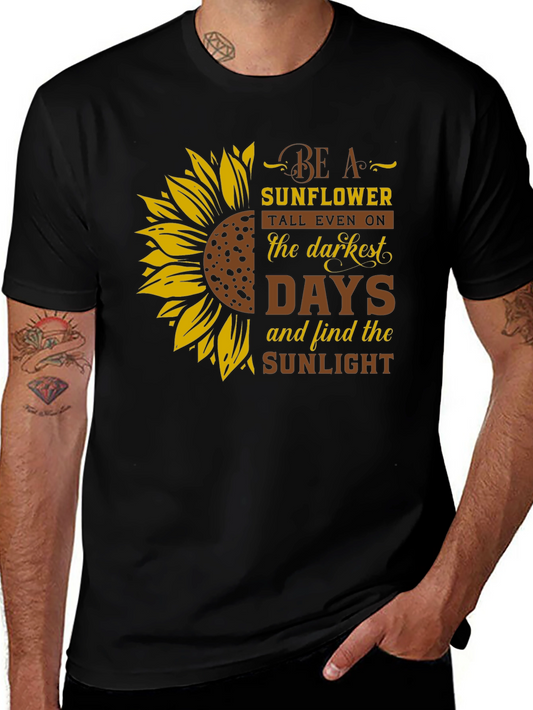 Be A Sunflower Graphic Print Black T-Shirt