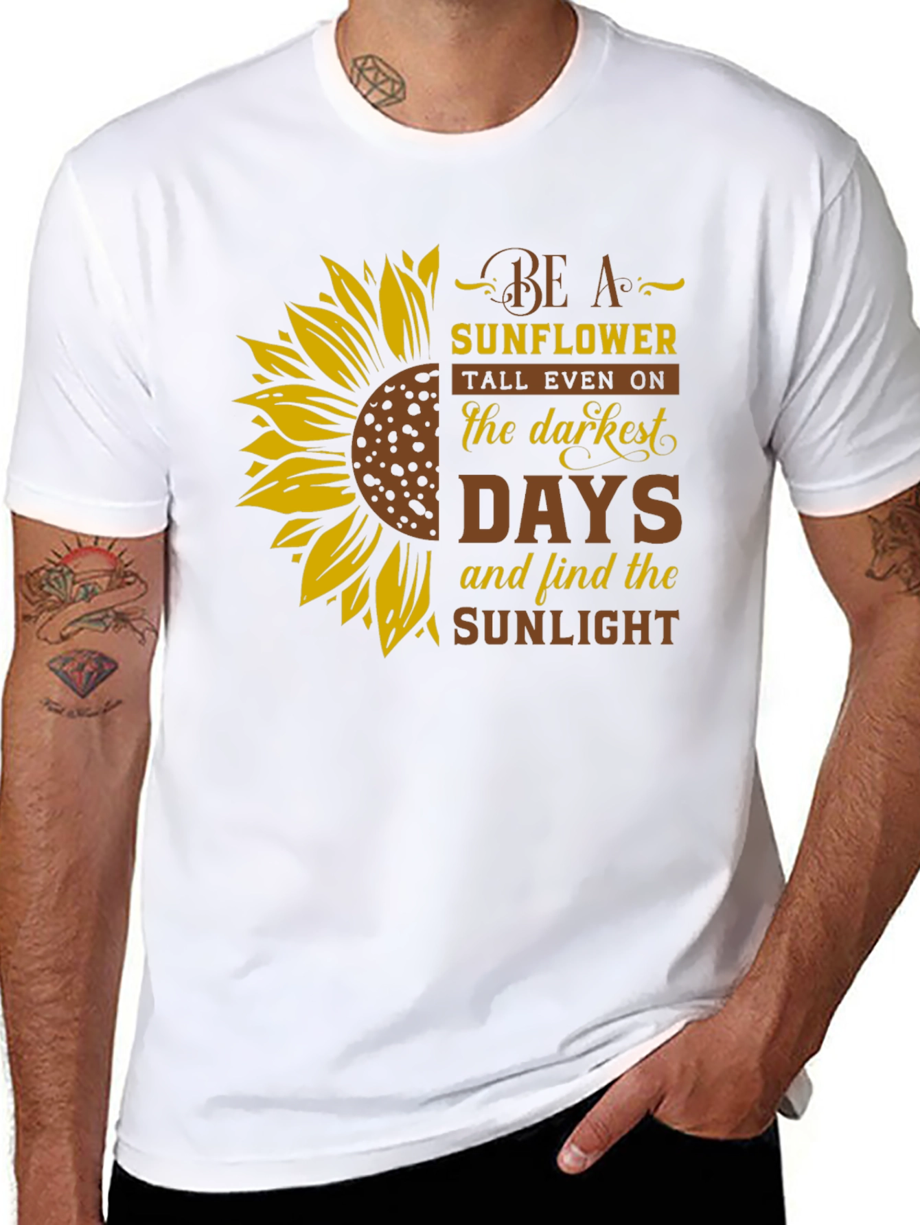 Be A Sunflower Graphic Print Black T-Shirt