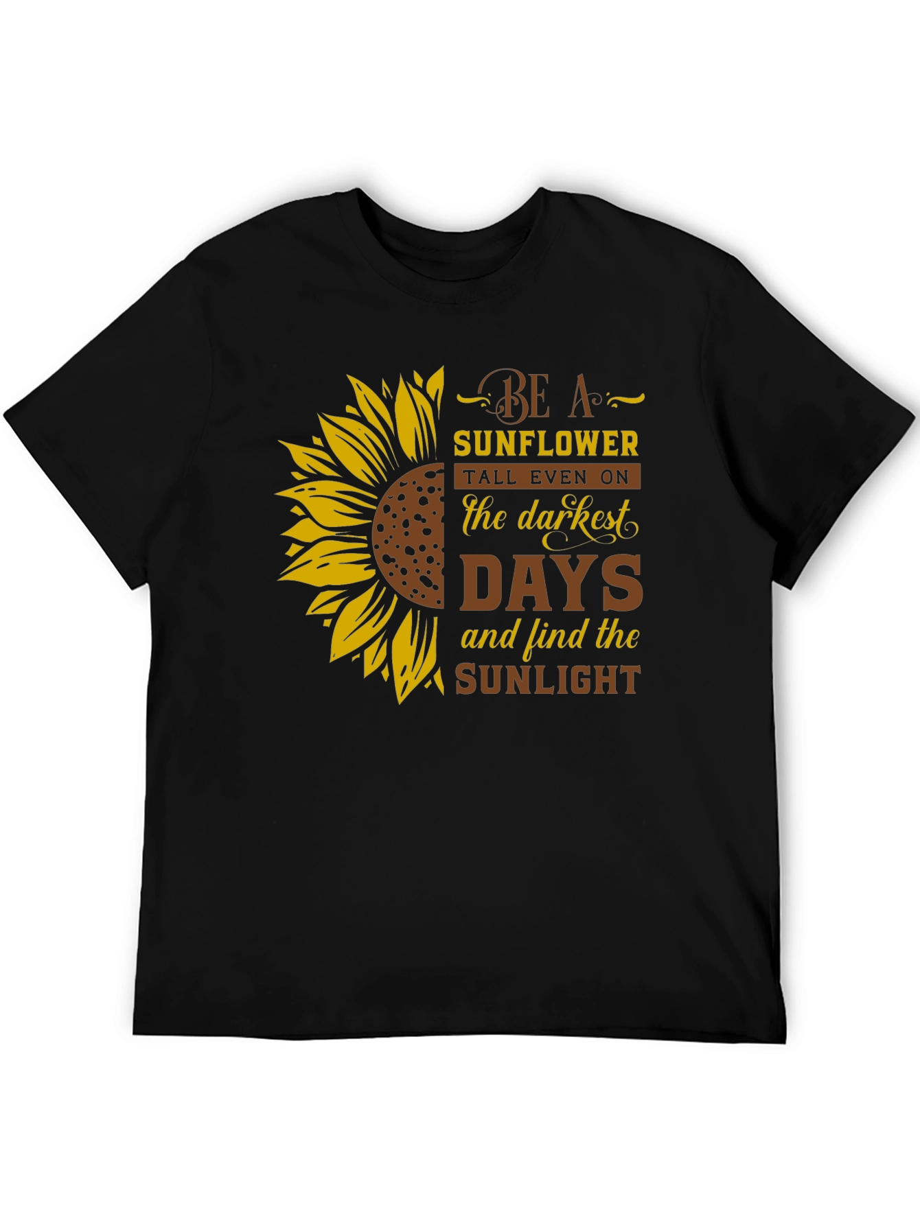 Be A Sunflower Graphic Print Black T-Shirt