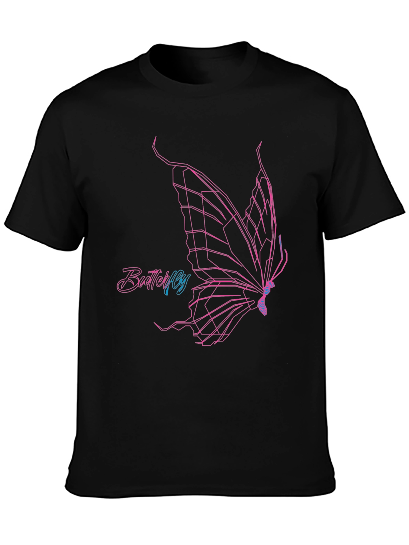 Geometric Butterfly Graphic T-Shirt - Black
