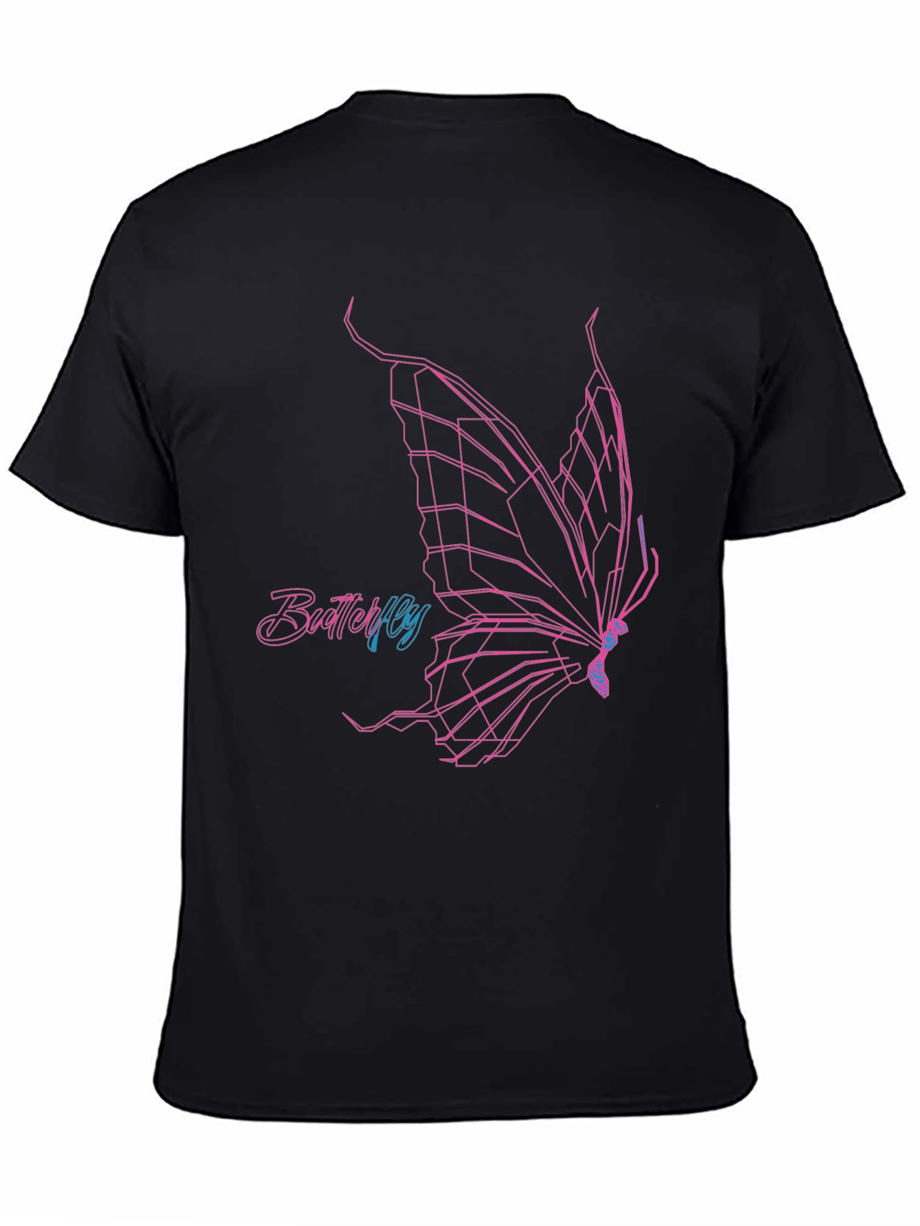 Geometric Butterfly Graphic T-Shirt - Black