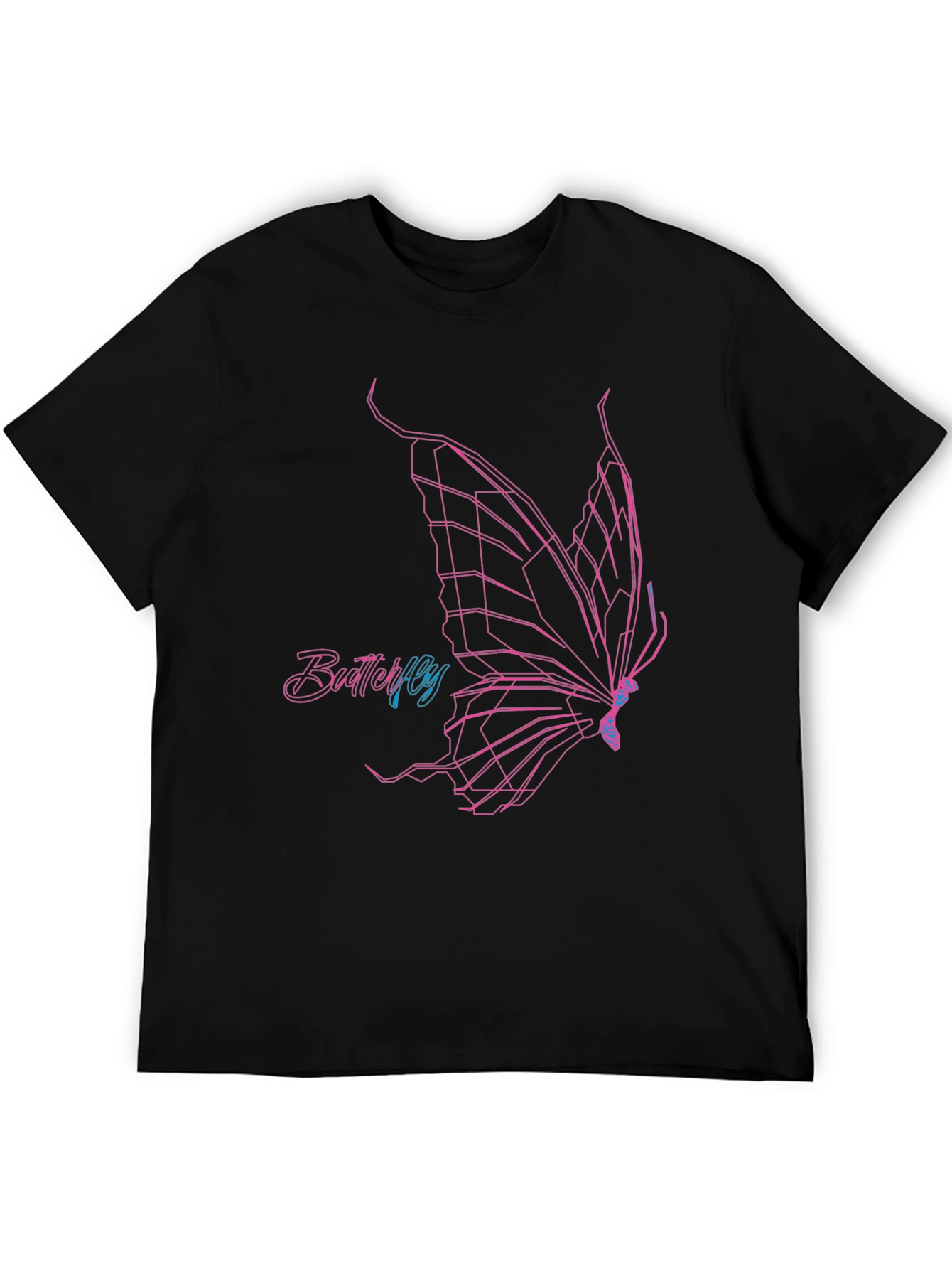 Geometric Butterfly Graphic T-Shirt - Black