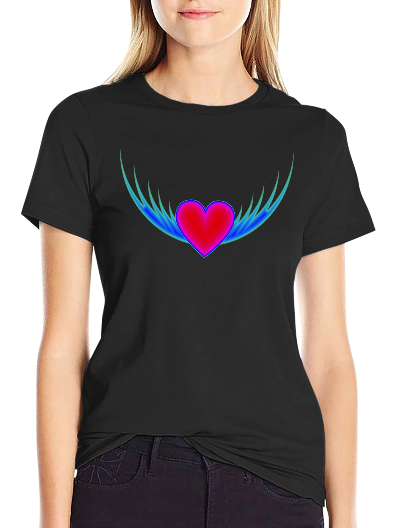 Winged Heart Graphic T-Shirt - Stylish Comfort