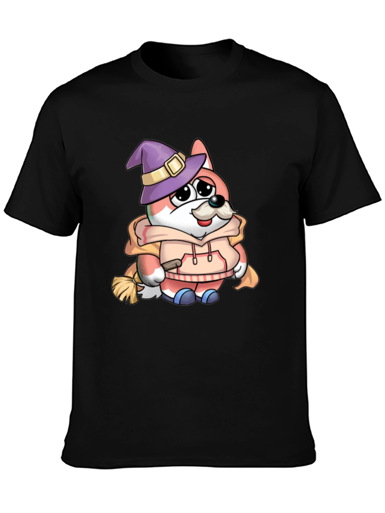 Cartoon Fox Wizard Graphic T-Shirt