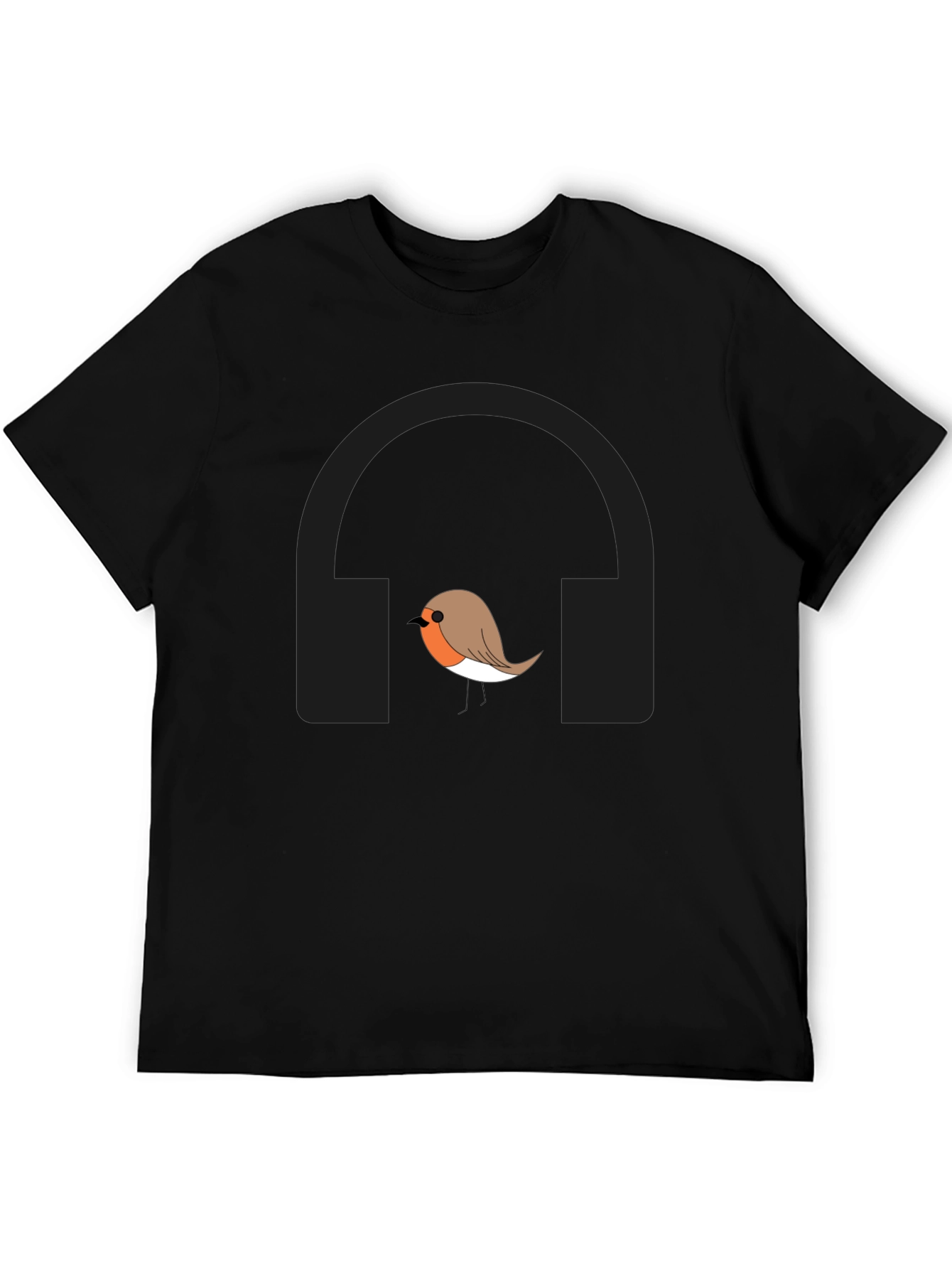 Robin Bird with Headphones Graphic T-Shirt