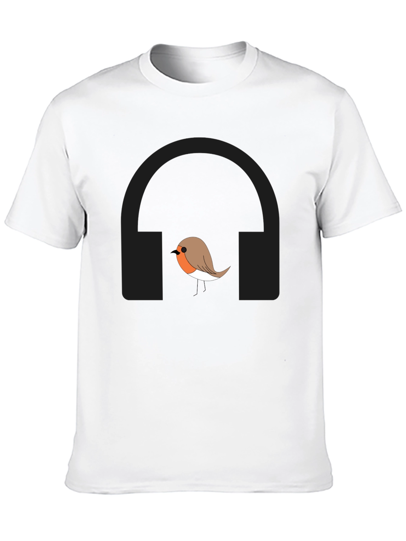 Robin Bird with Headphones Graphic T-Shirt