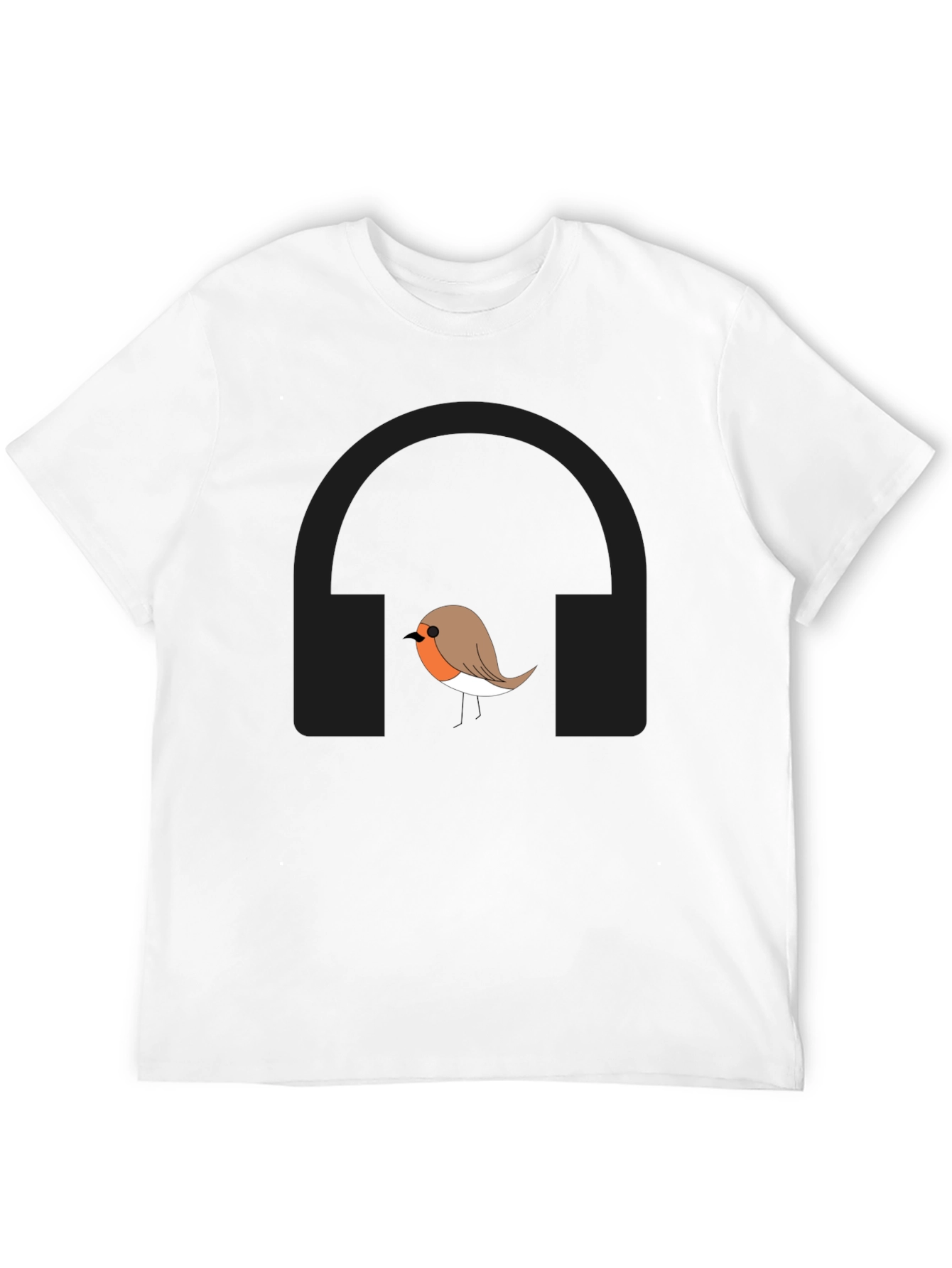 Robin Bird with Headphones Graphic T-Shirt