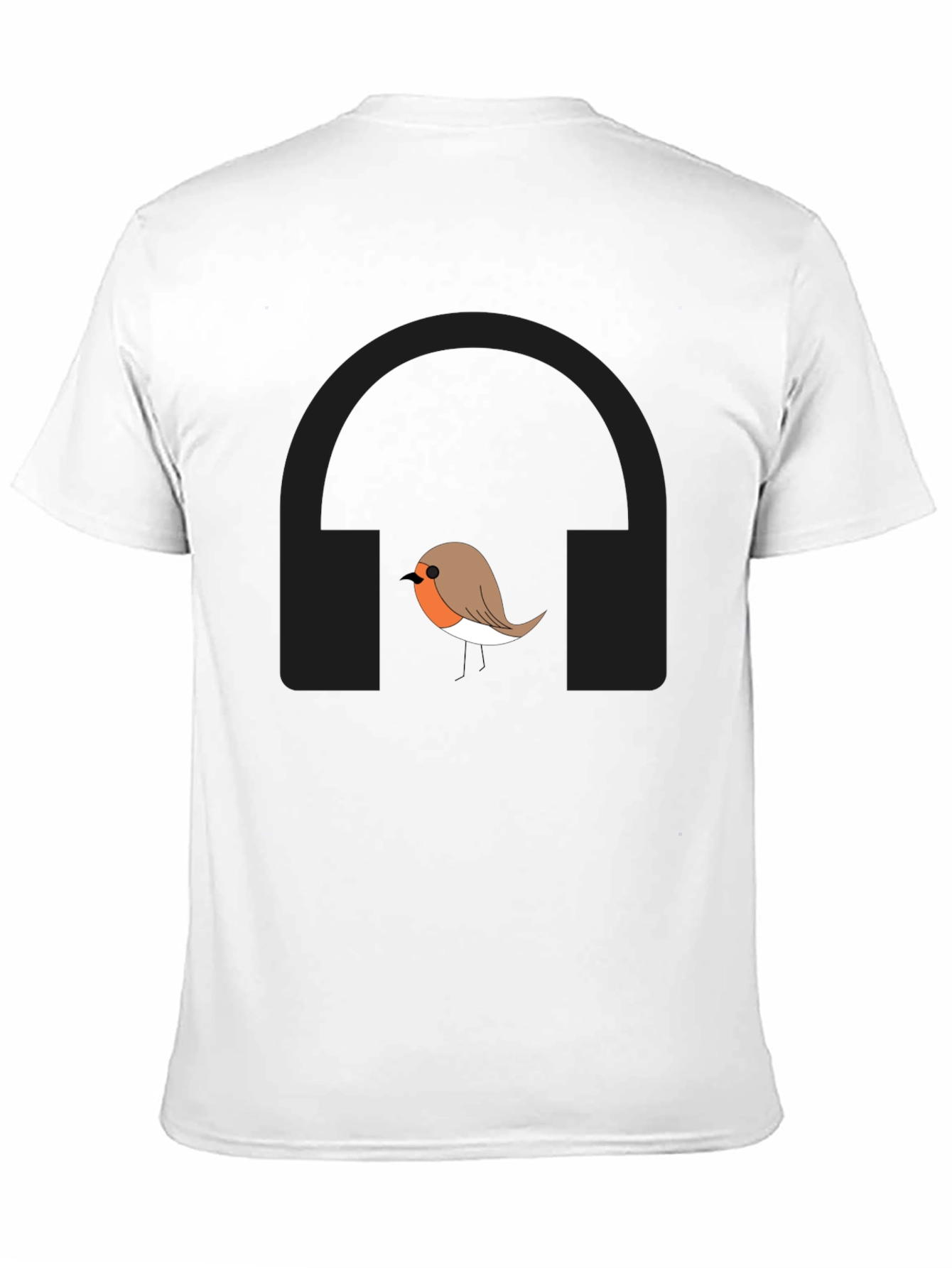 Robin Bird with Headphones Graphic T-Shirt