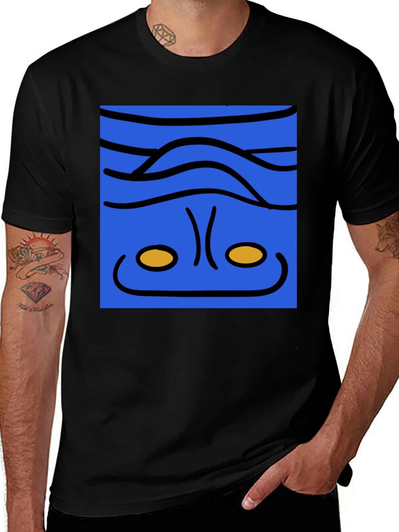Abstract Face Graphic Tee - Mens Black T-Shirt
