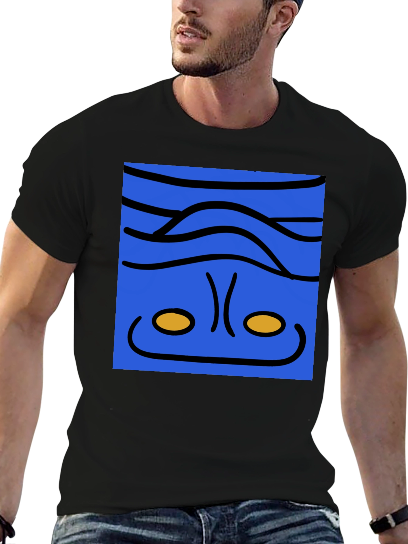 Abstract Face Graphic Tee - Mens Black T-Shirt