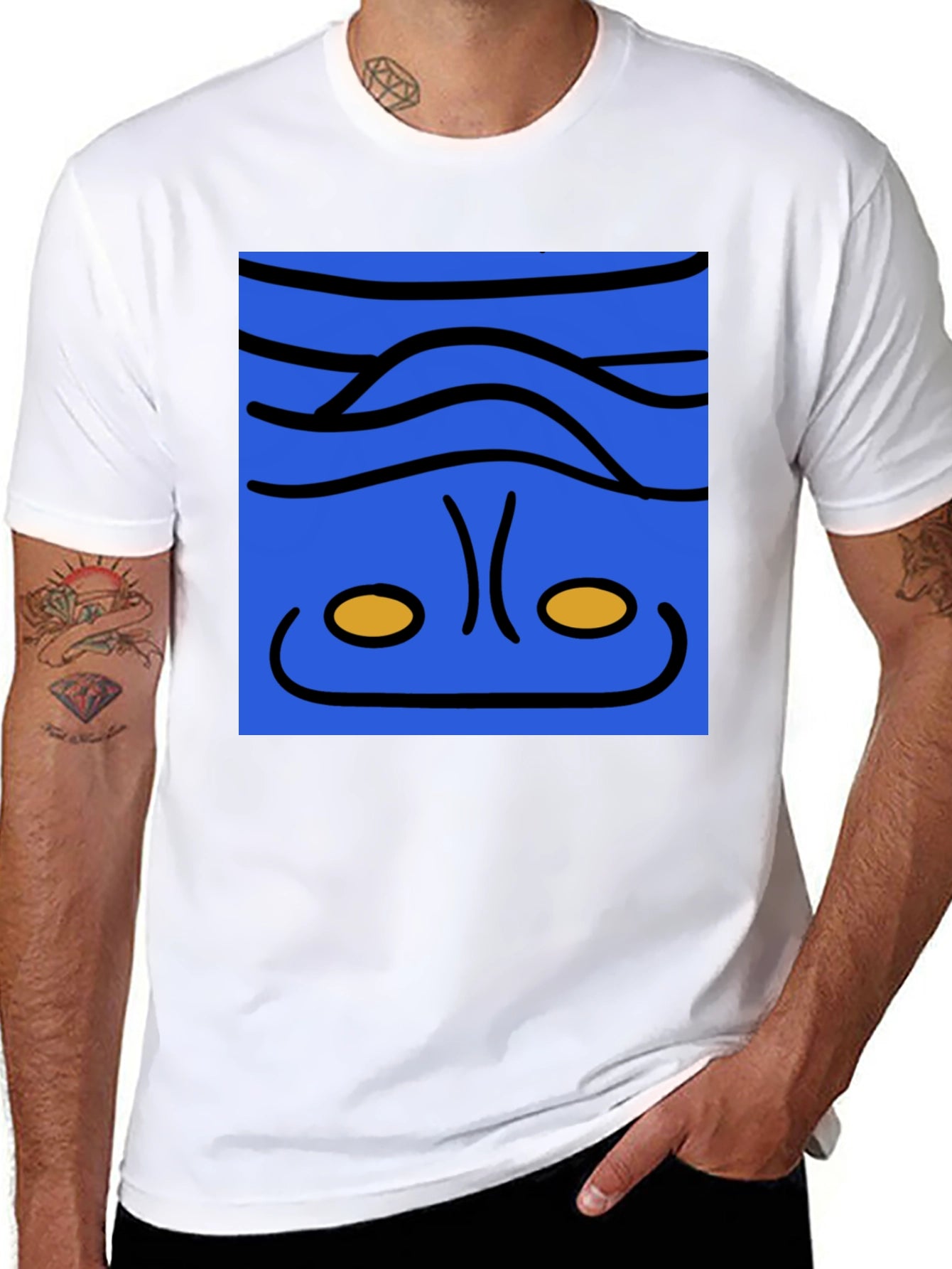 Abstract Face Graphic Tee - Mens Black T-Shirt