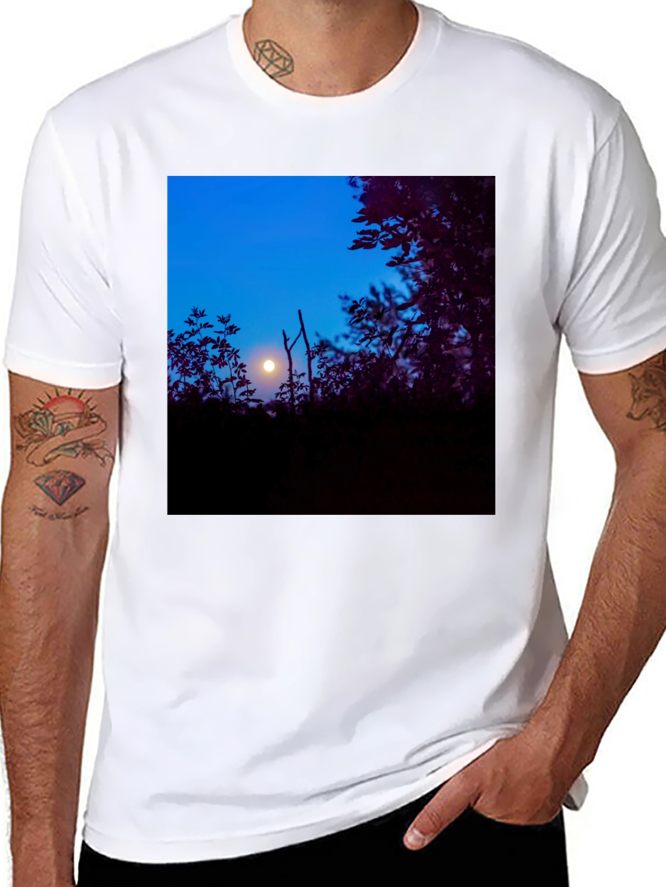 Moonlit Trees Black Tee