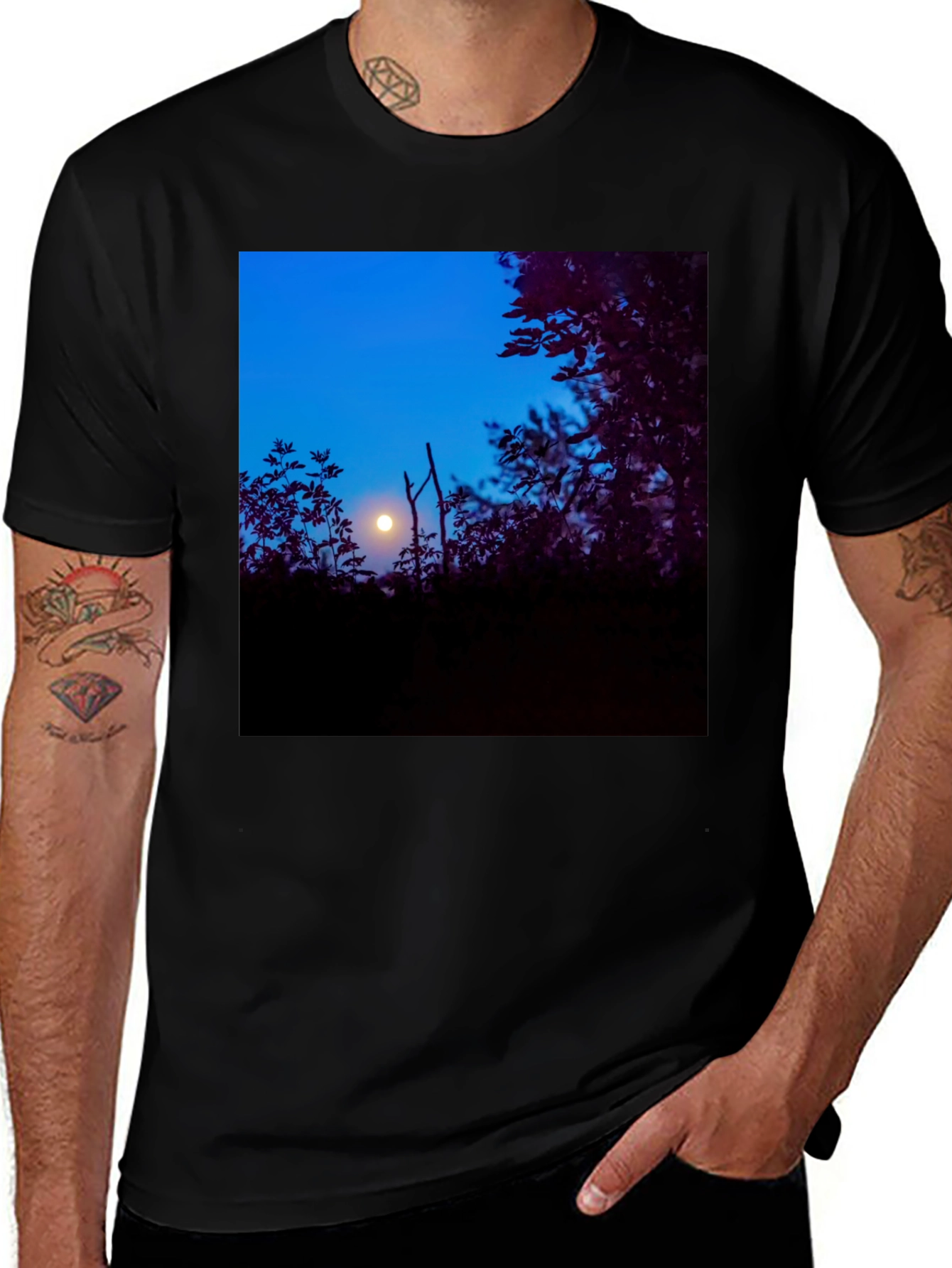 Moonlit Trees Black Tee