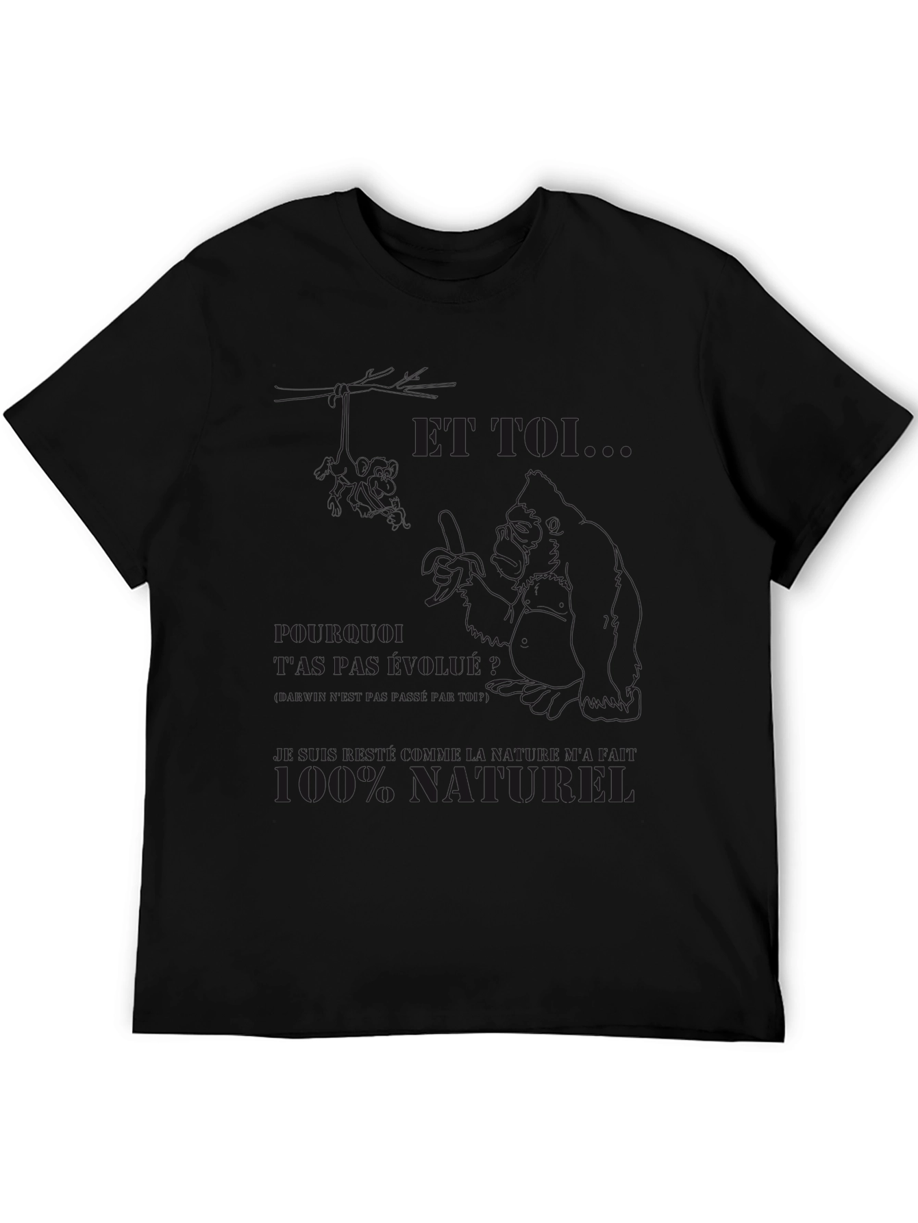 Mens Black Graphic T-Shirt - Funny Design