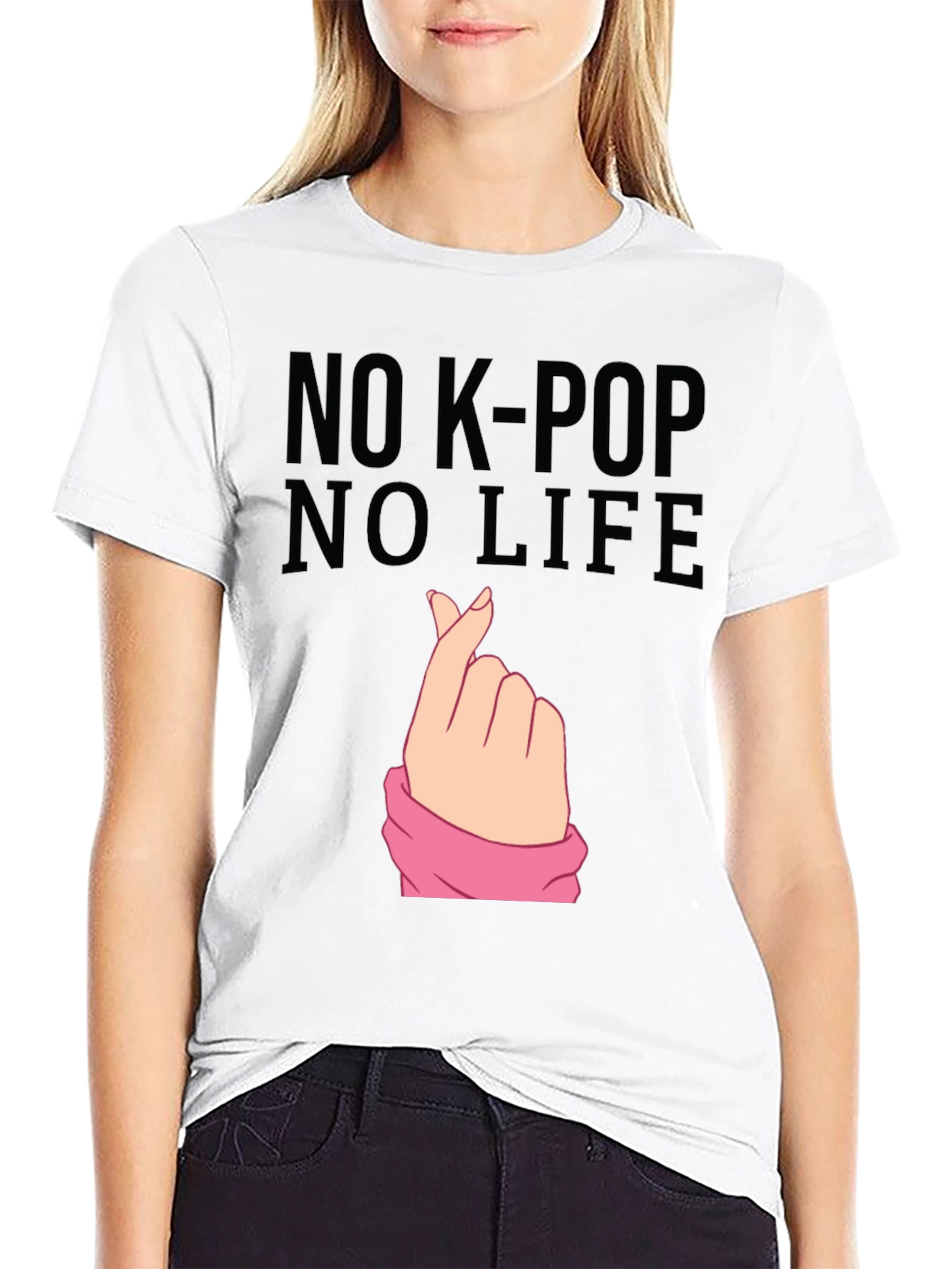 No K-Pop No Life Black Graphic Tee