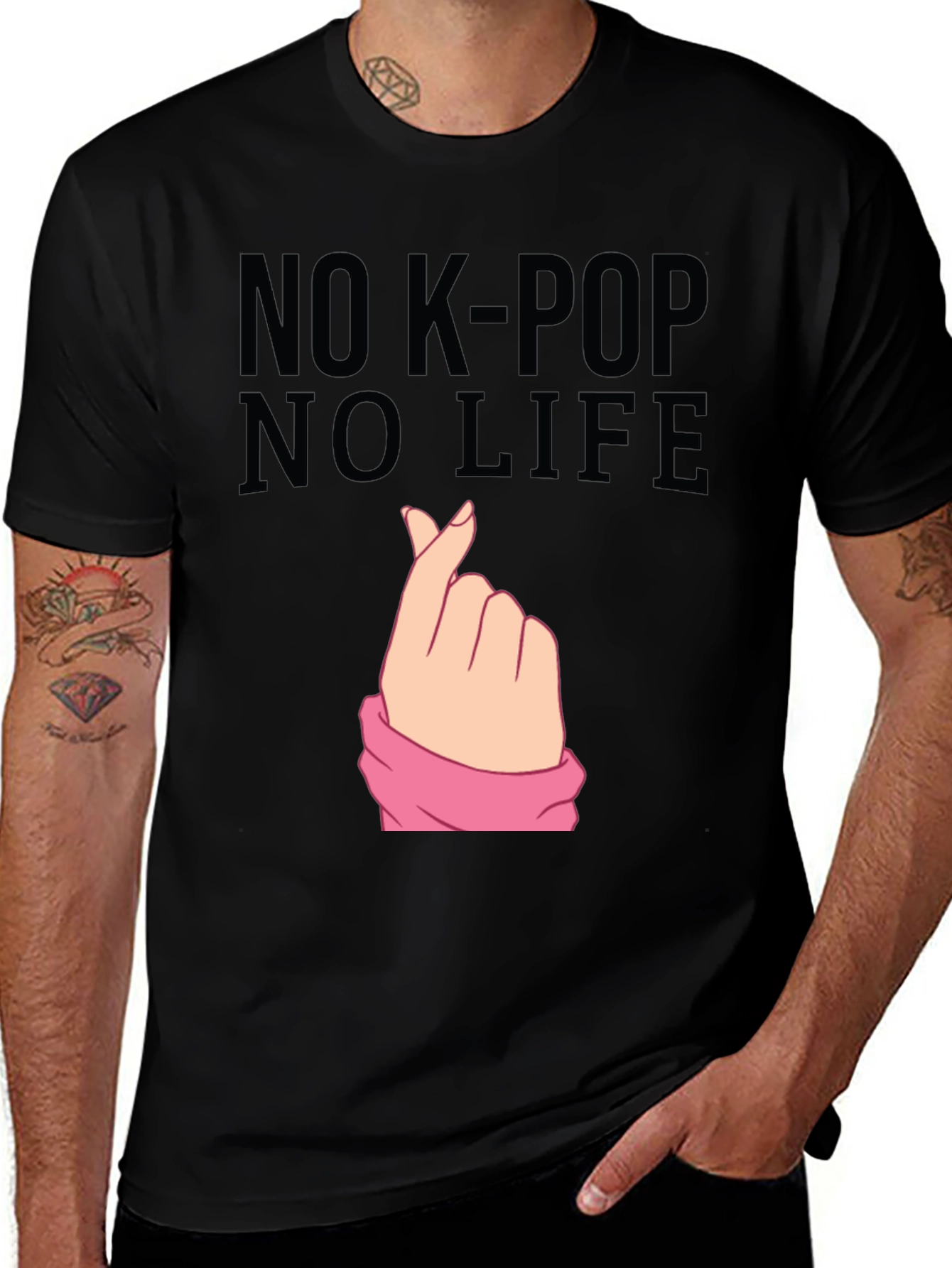 No K-Pop No Life Black Graphic Tee