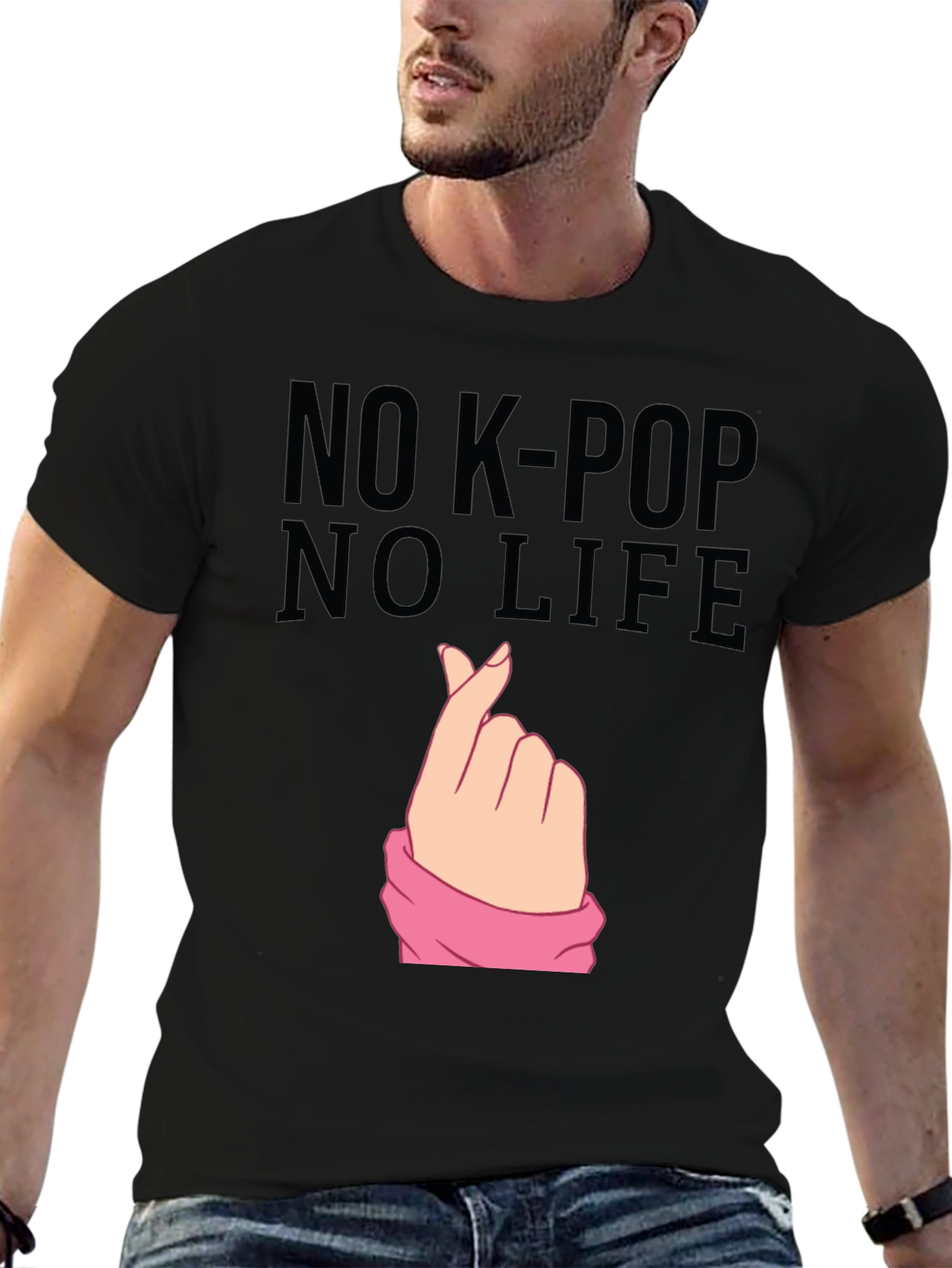 No K-Pop No Life Black Graphic Tee