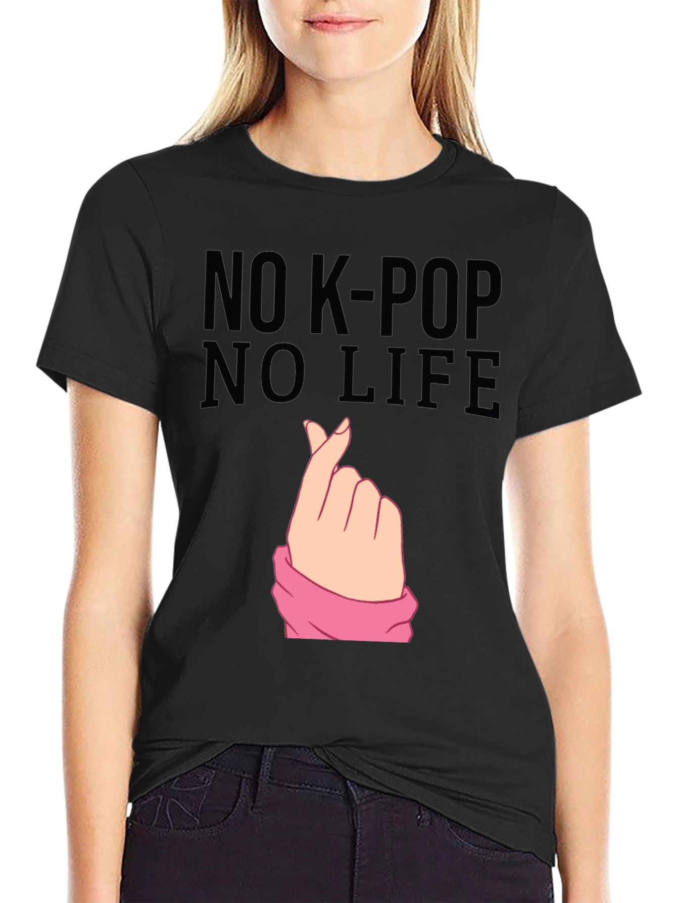 No K-Pop No Life Black Graphic Tee