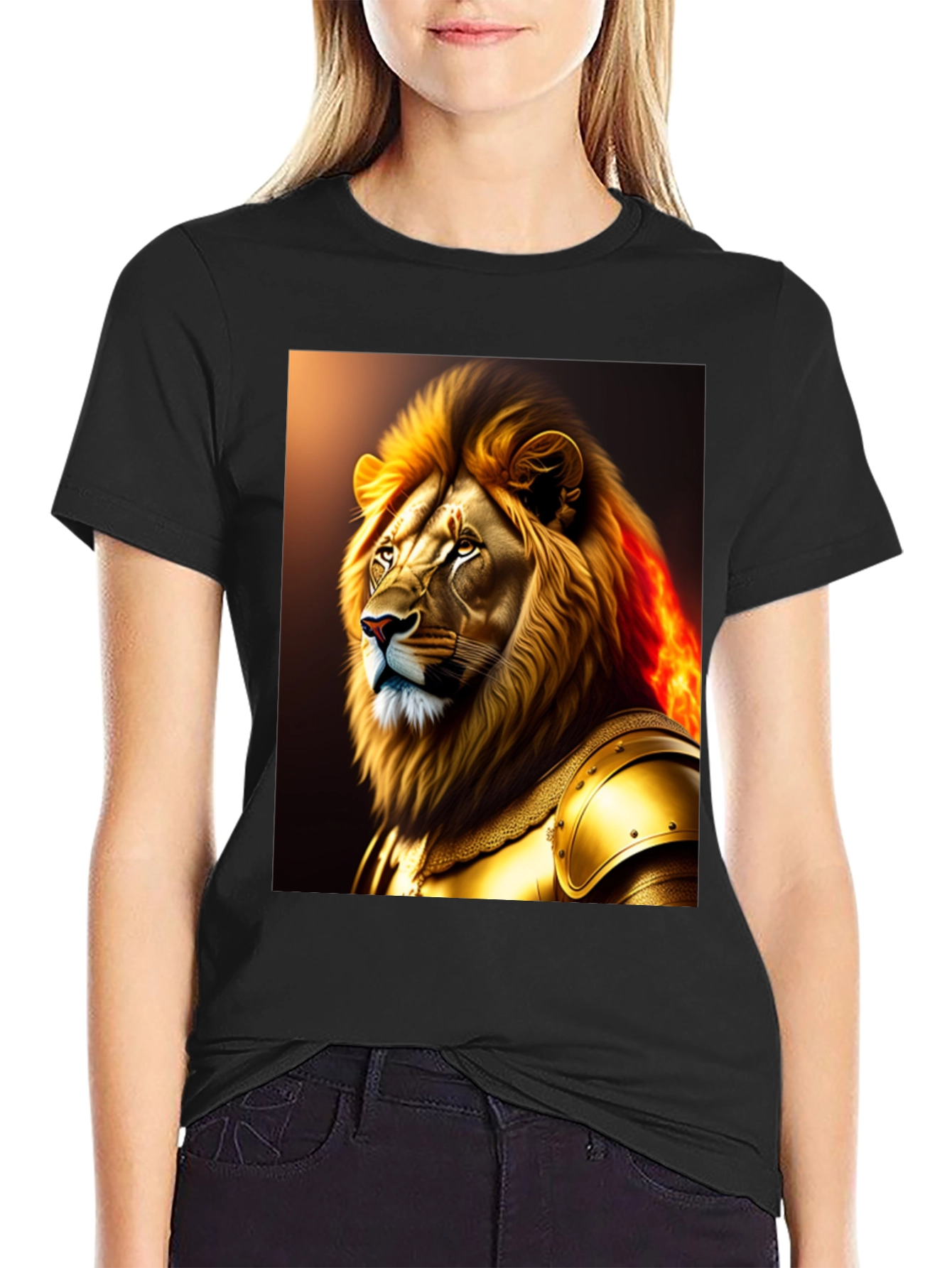 Lion Knight Graphic Black T-Shirt