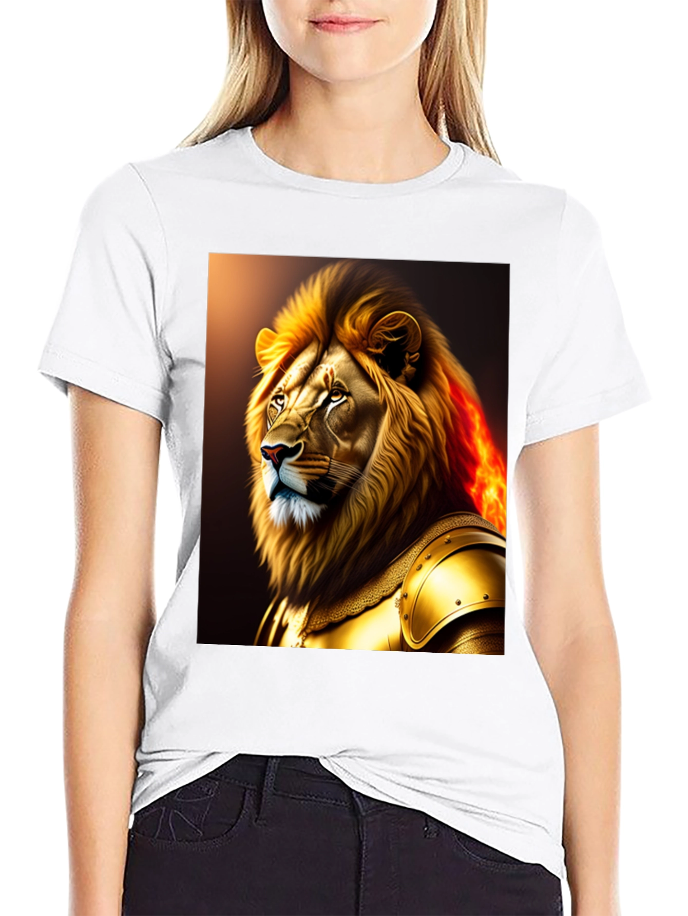 Lion Knight Graphic Black T-Shirt