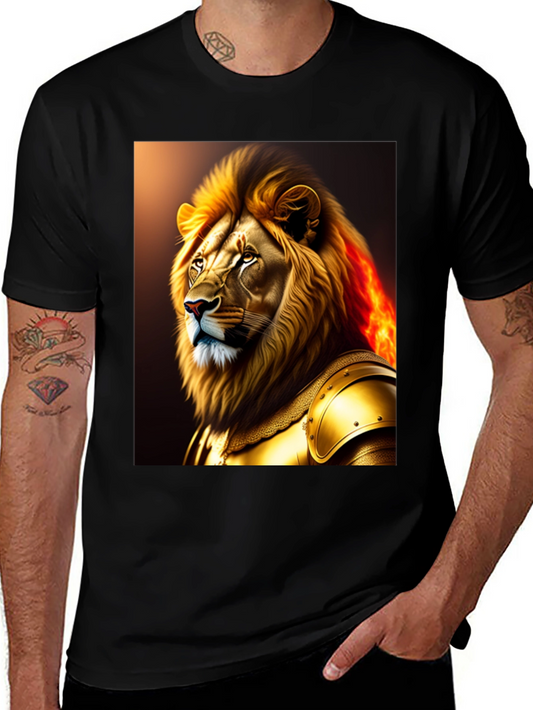 Lion Knight Graphic Black T-Shirt