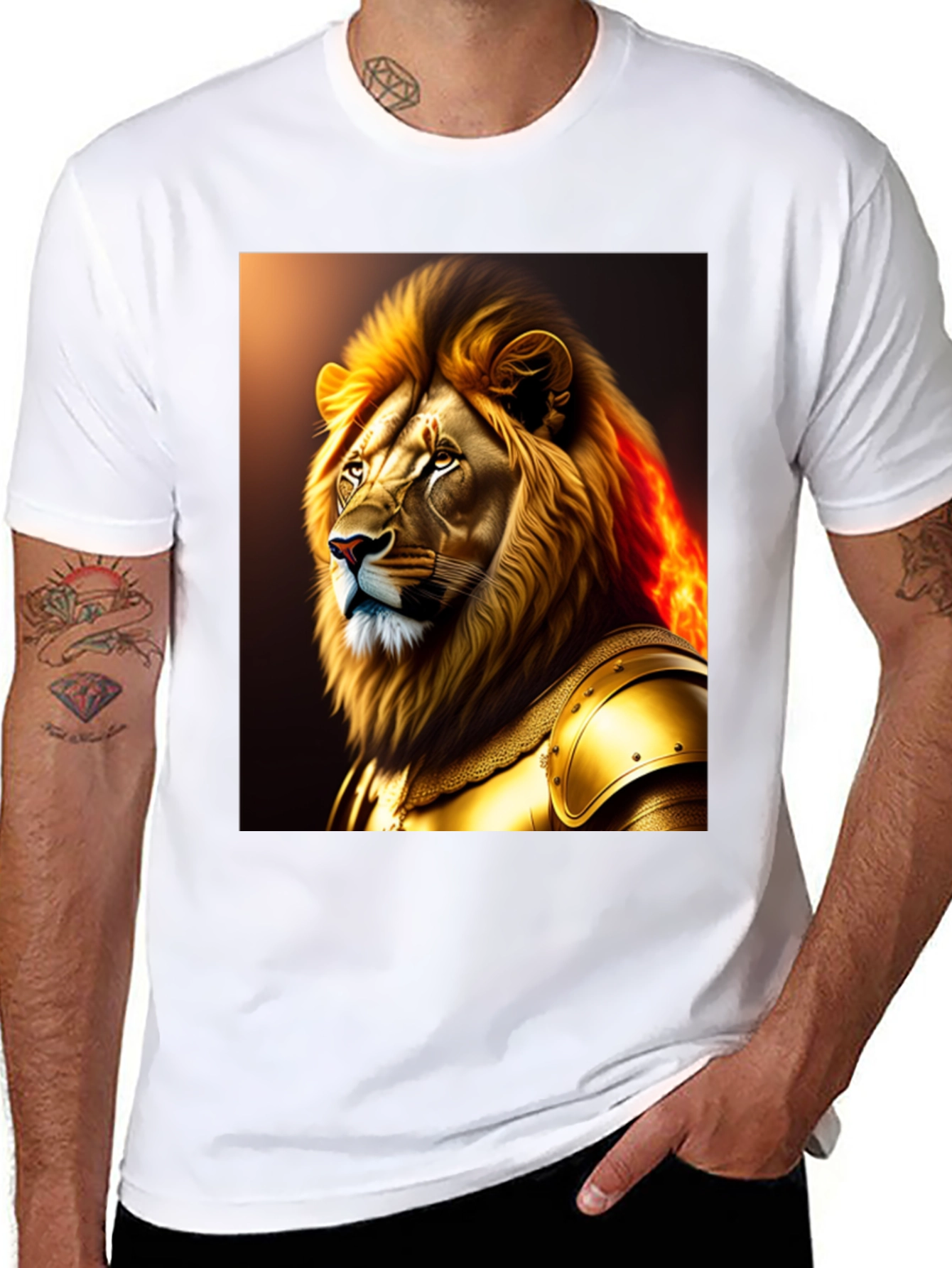 Lion Knight Graphic Black T-Shirt