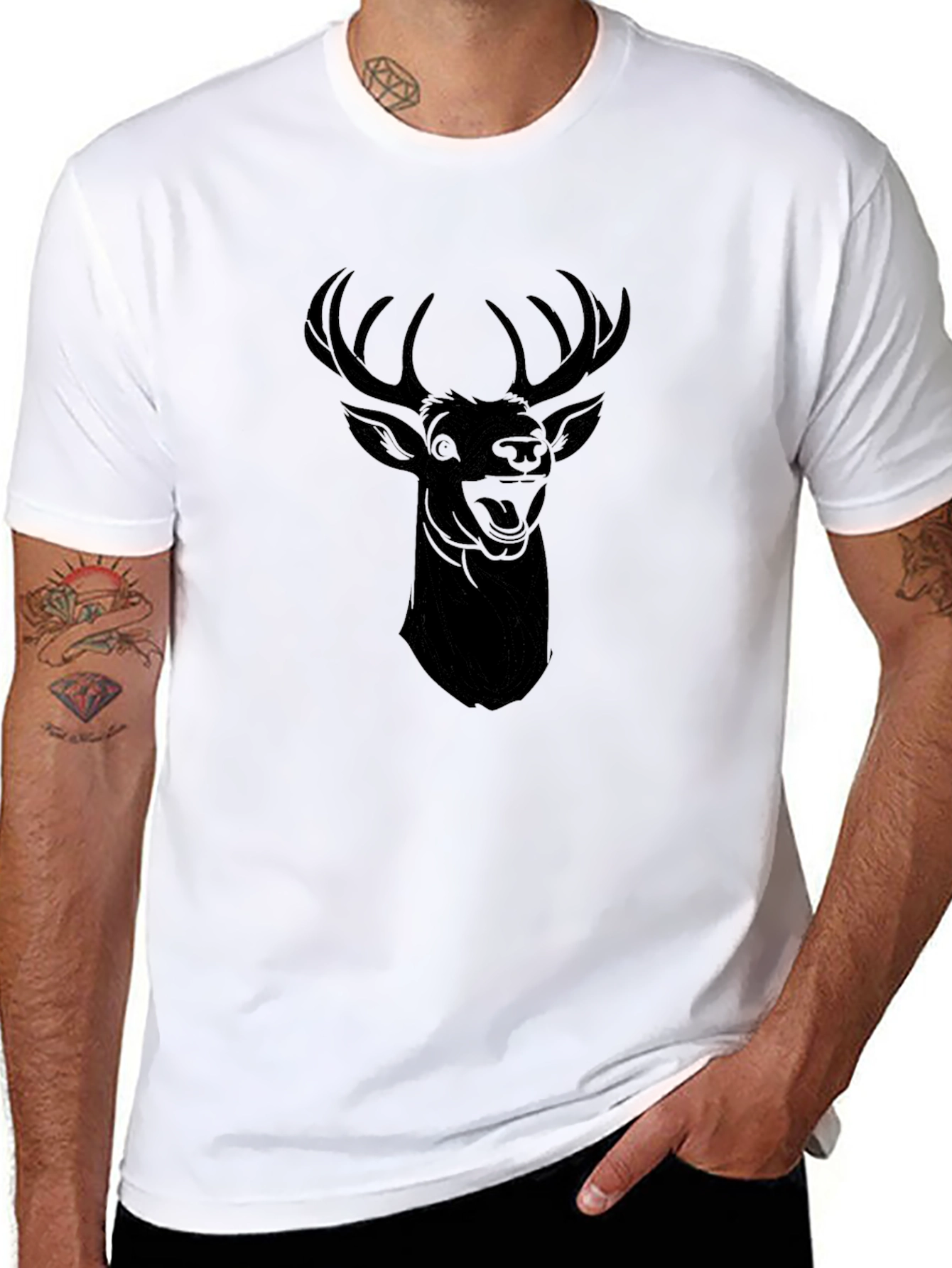 Black Deer Graphic Tee - Mens Casual Style