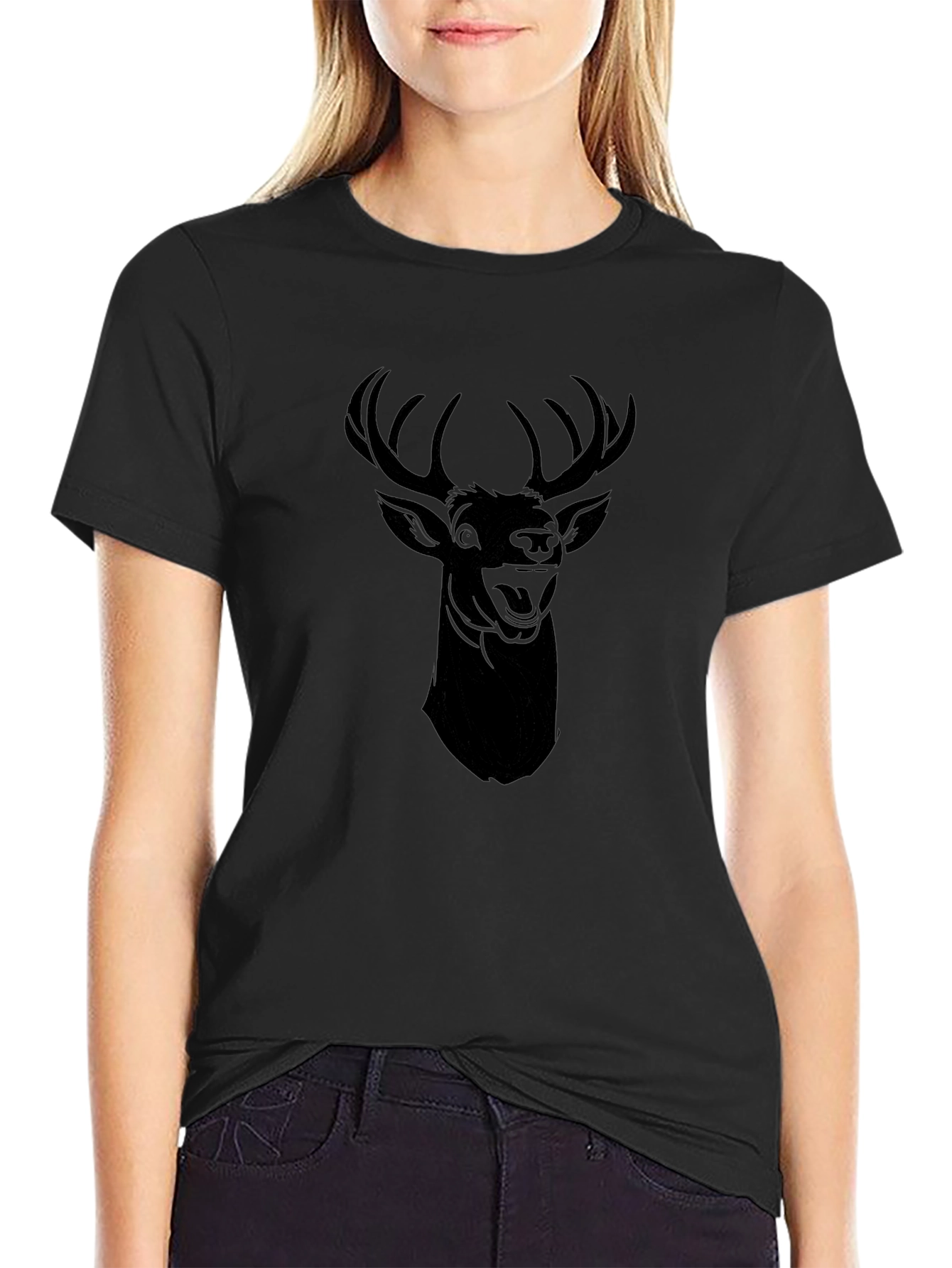 Black Deer Graphic Tee - Mens Casual Style