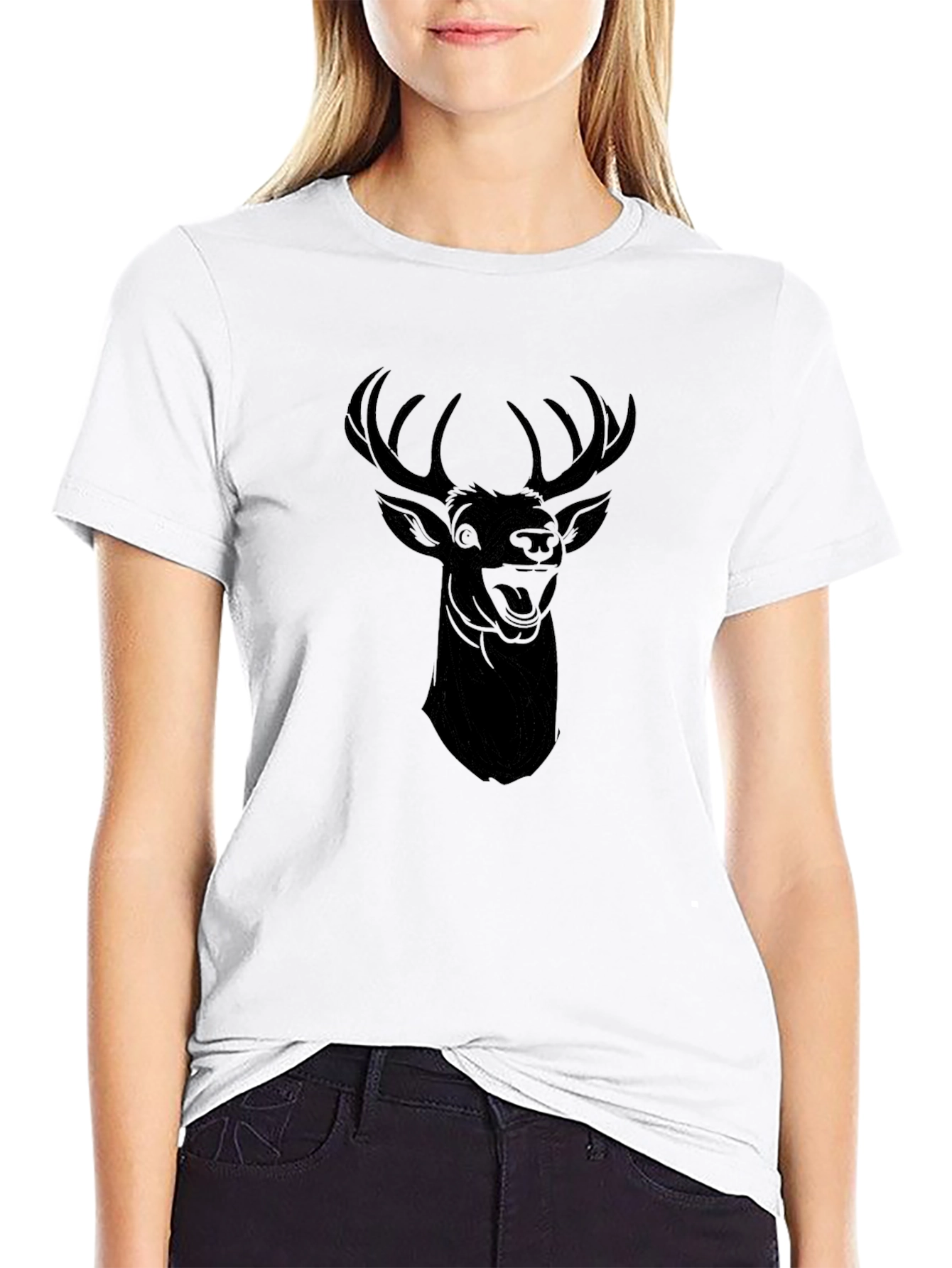Black Deer Graphic Tee - Mens Casual Style
