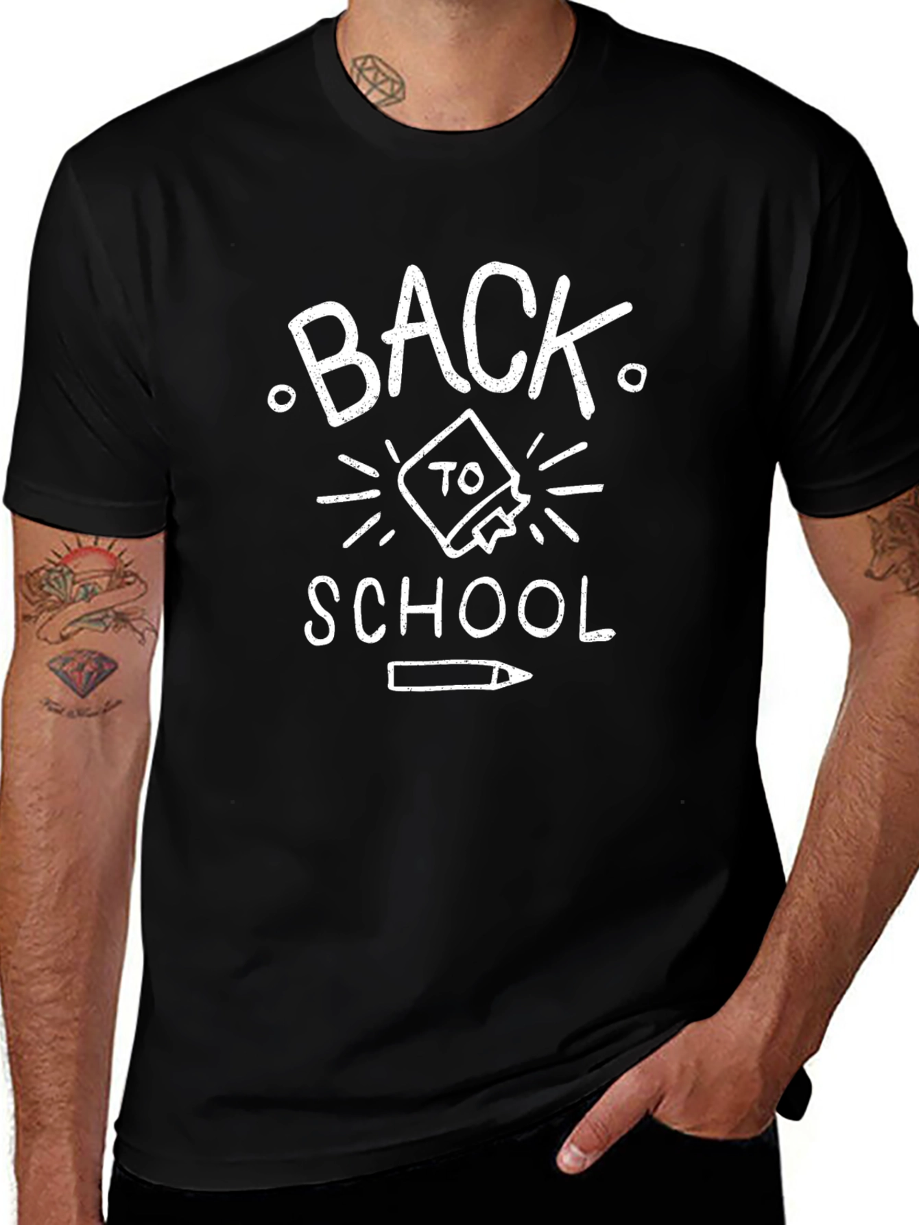 Back to School Graphic Tee - Black Cotton Blend